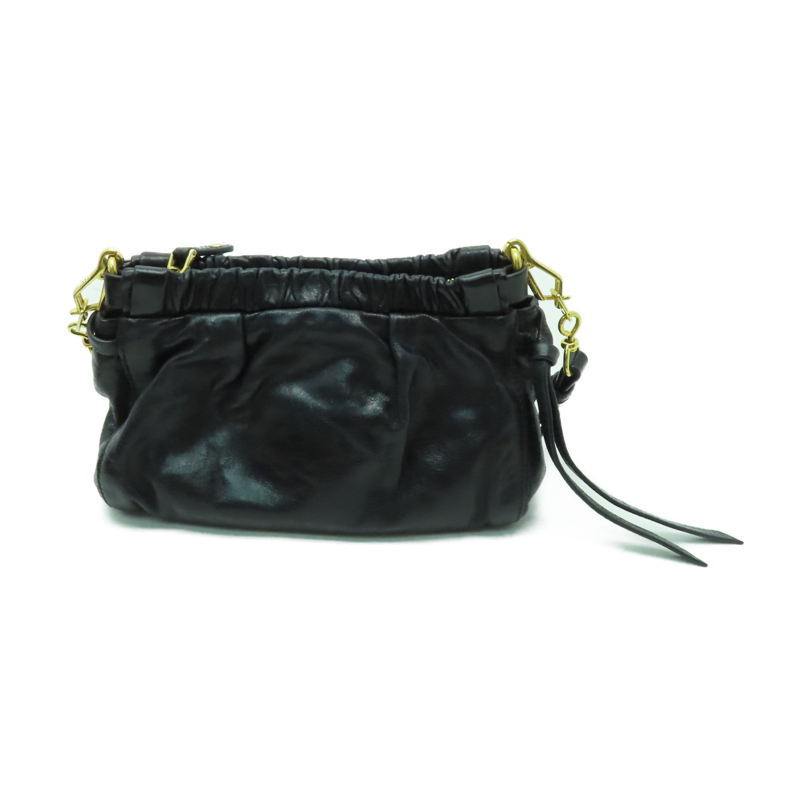 Miu Miu 牛皮皮革Shoulder Bag金扣肩背袋黑色