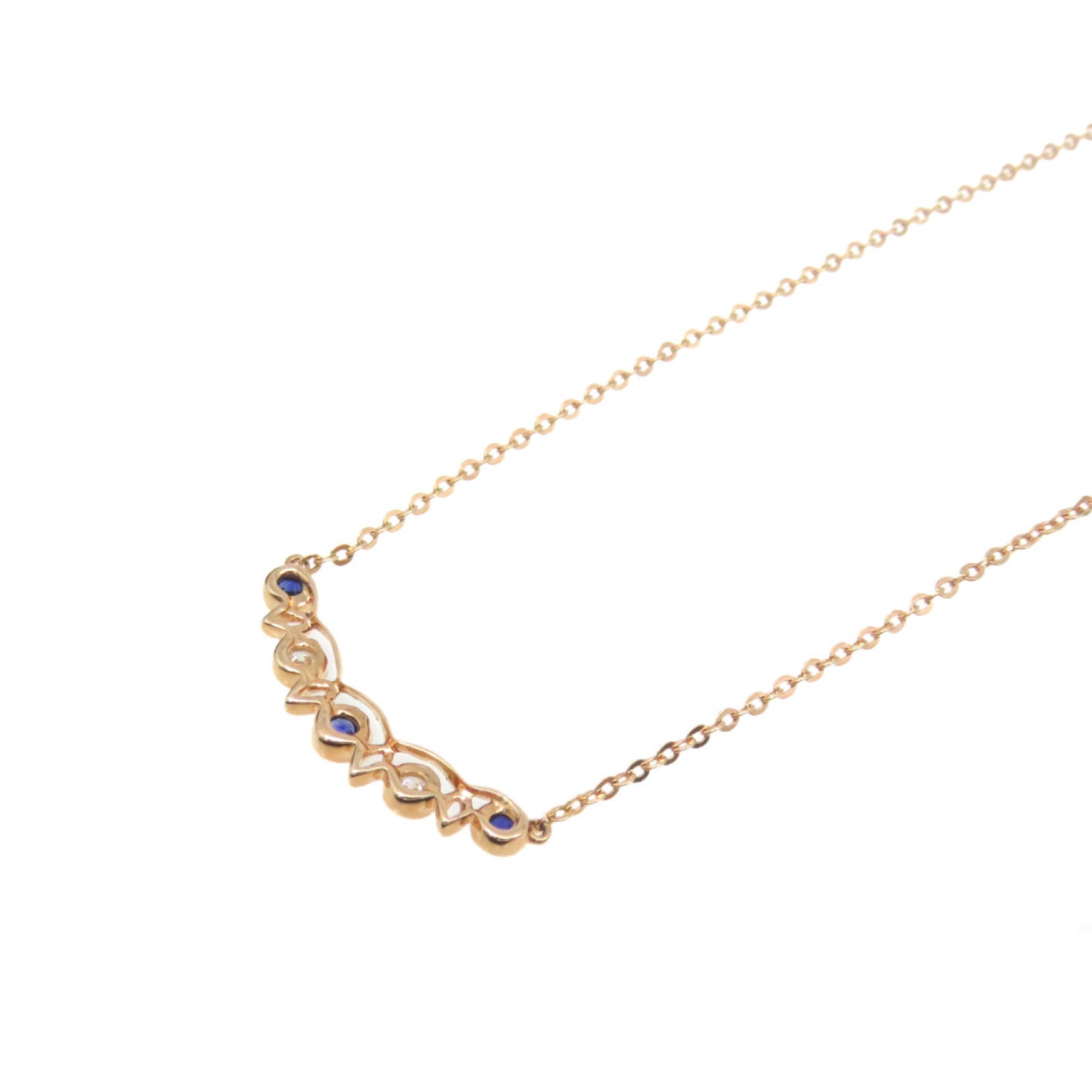 JEWELRY 18K玫瑰金/0.07ct藍寶石/0.04ct鑽石Sapphire Necklace項鏈