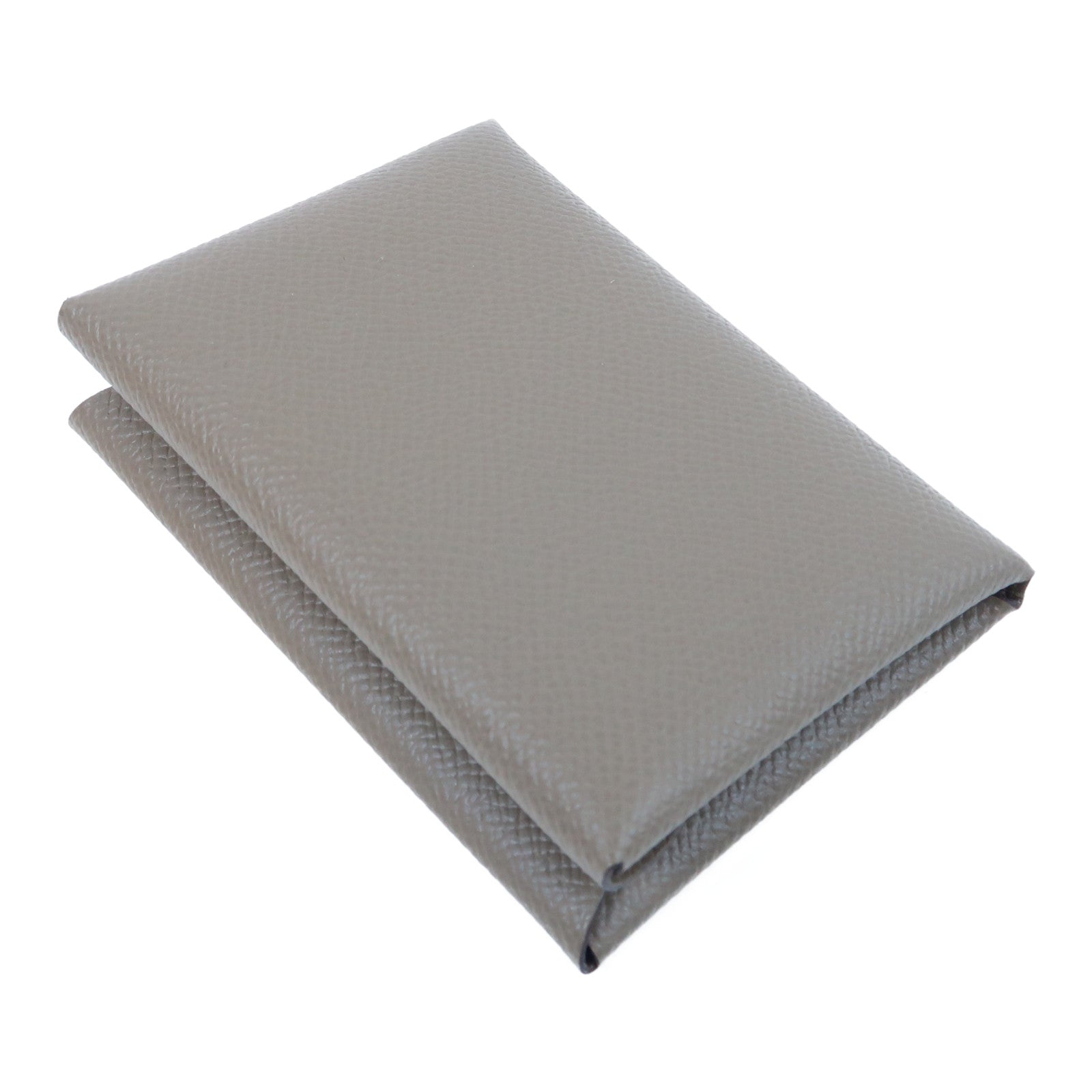 HERMES Epsom皮革Calvi Duo銀扣卡片套Gris Tourterelle斑鳩灰色