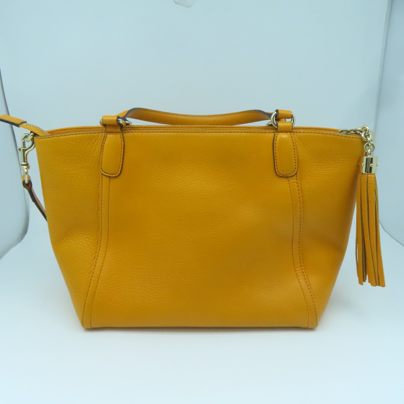 GUCCI cowhide leather Shoulder Bag gold buckle shoulder bag orange