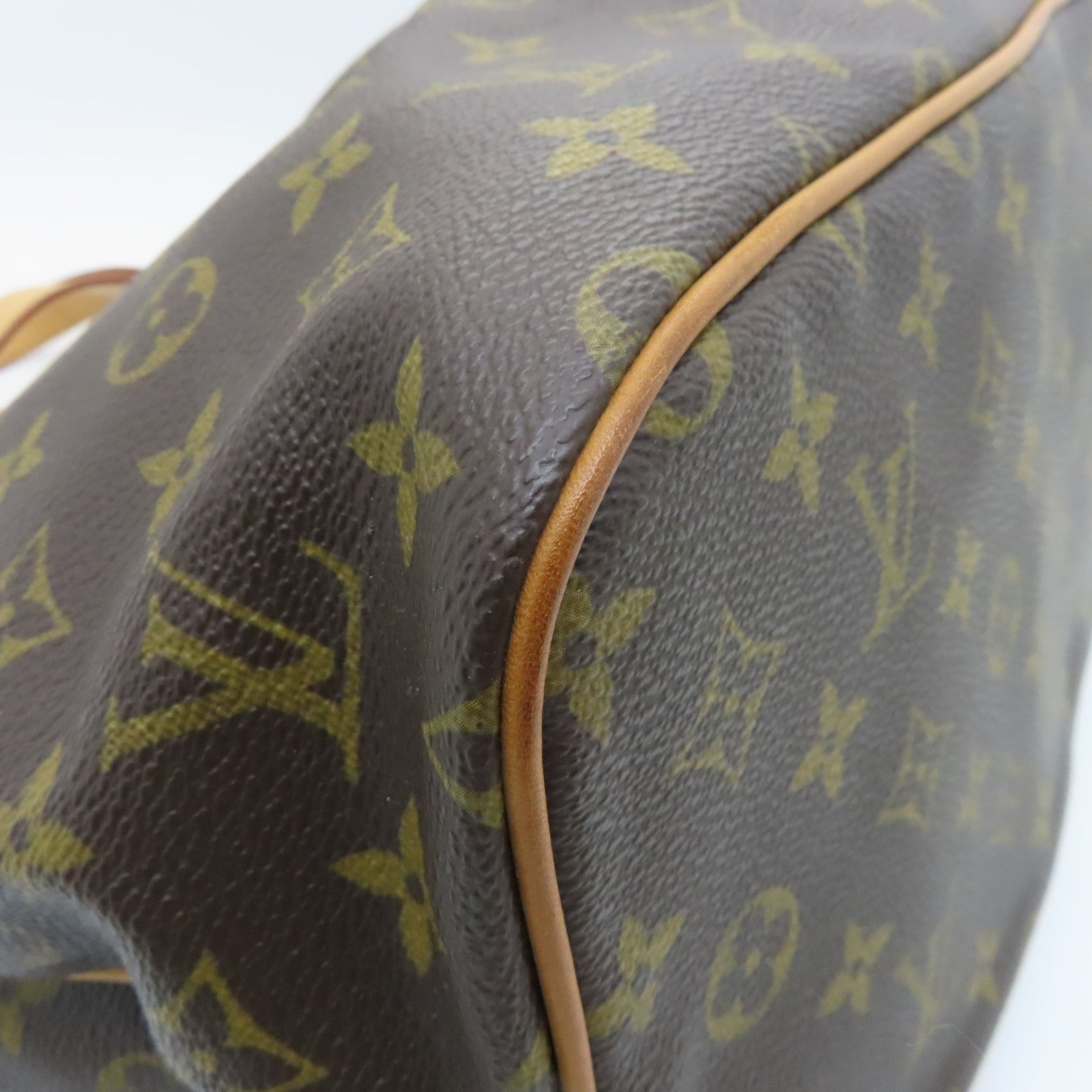 LOUIS VUITTON Monogram Palamo PM gold buckle handle shoulder bag brown
