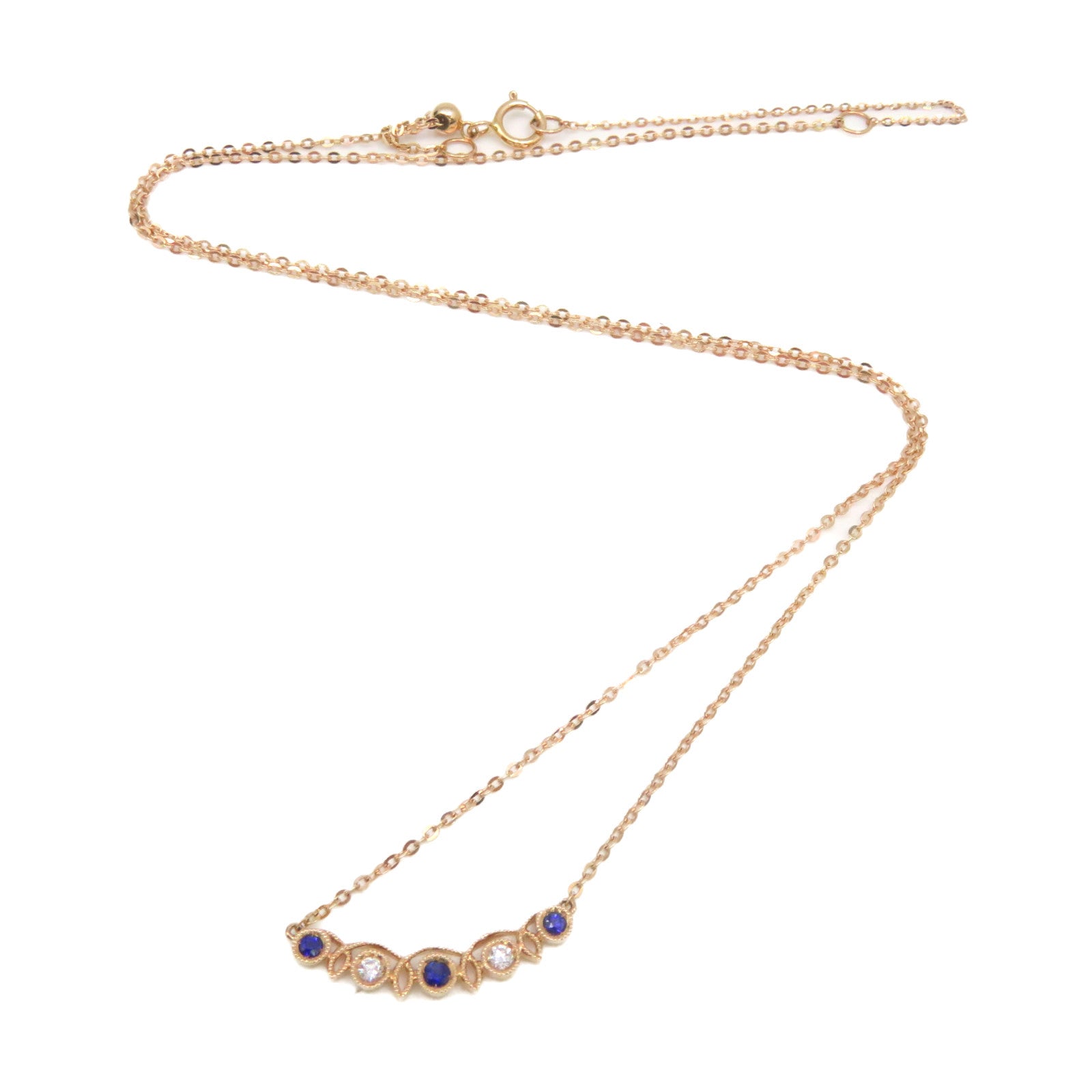 JEWELRY 18K玫瑰金/0.07ct藍寶石/0.04ct鑽石Sapphire Necklace項鏈