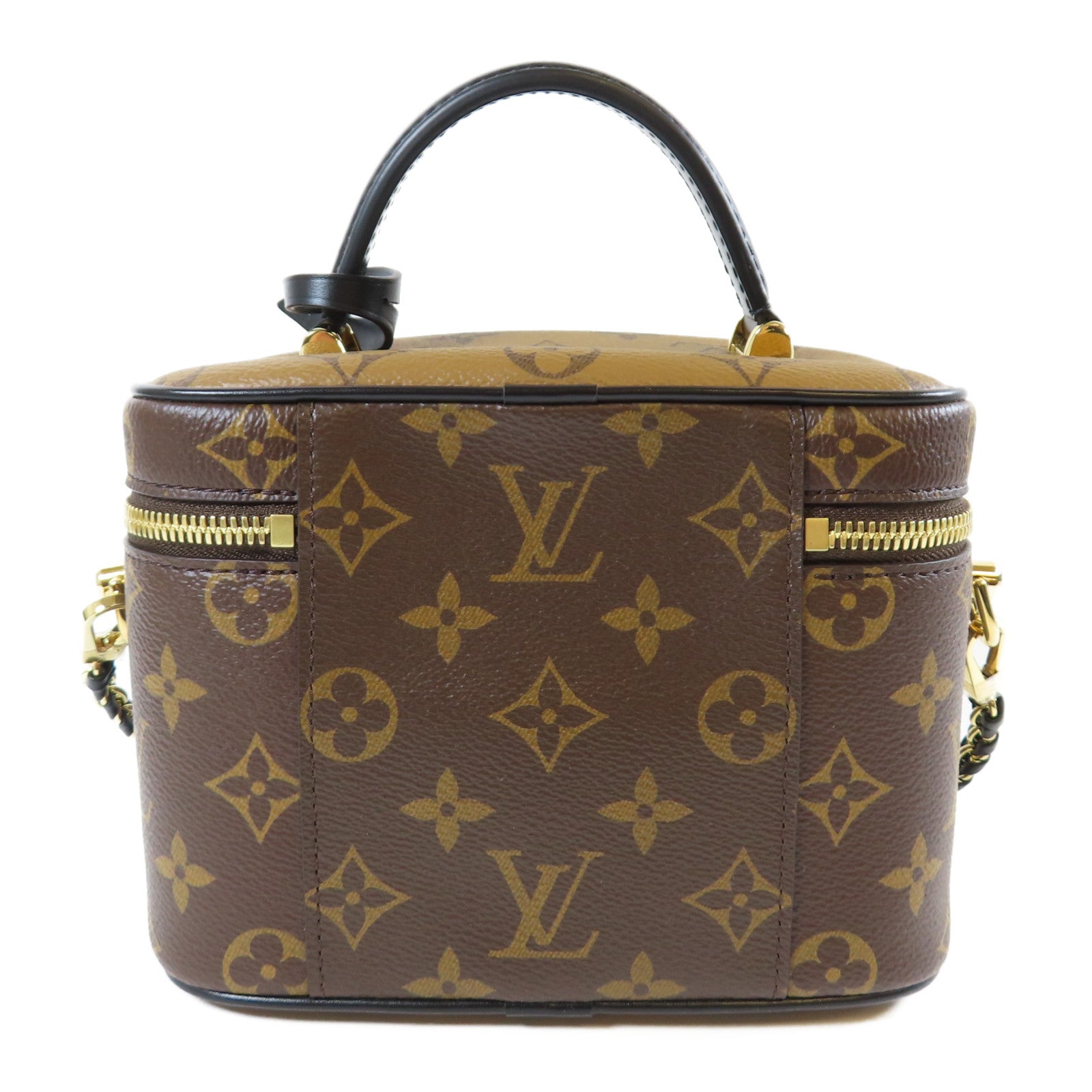LOUIS VUITTON Monogram Reverse Vanity PM金扣手挽肩背兩用袋啡色