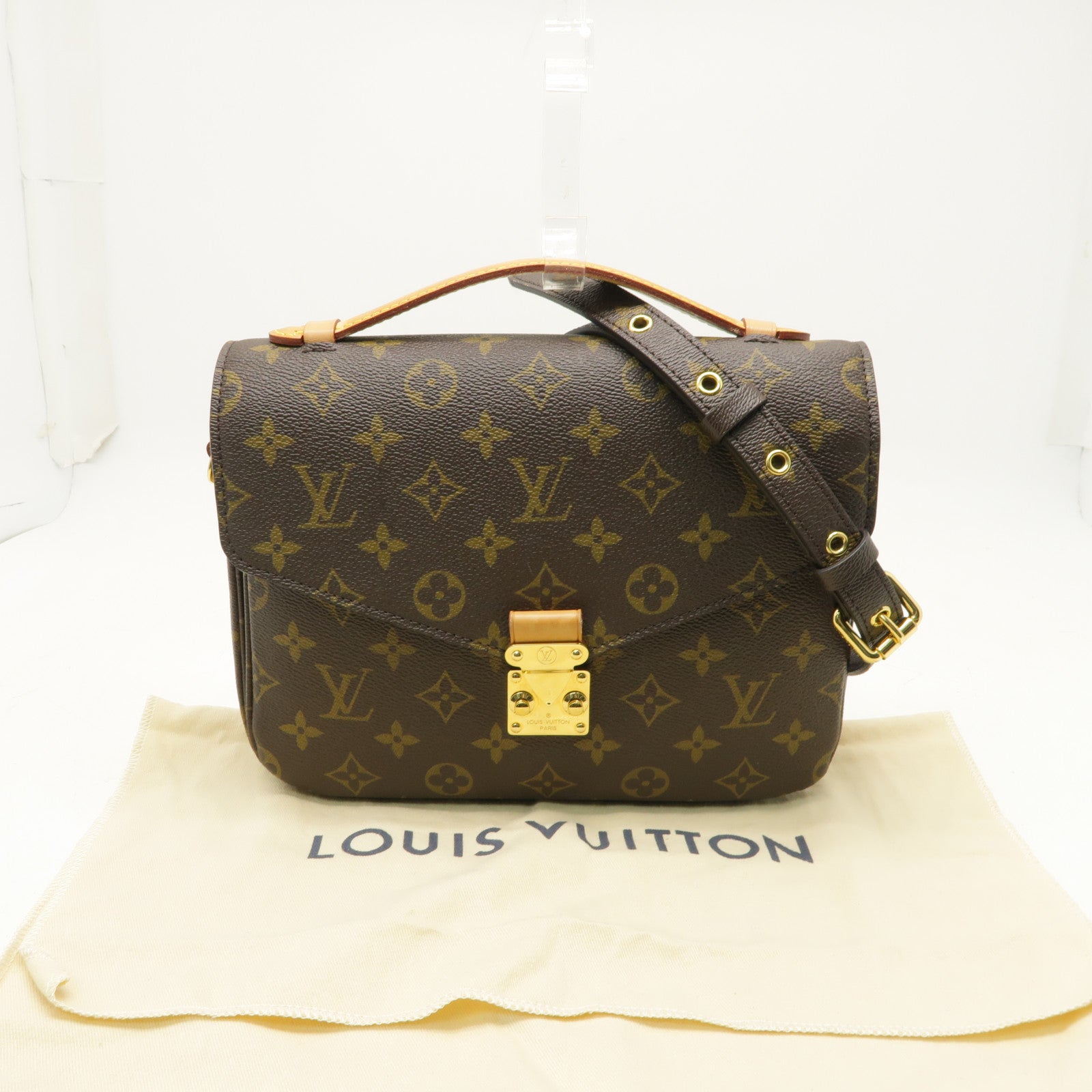 LOUIS VUITTON Monogram Pochette Metis MM金扣手挽肩背兩用袋棕色