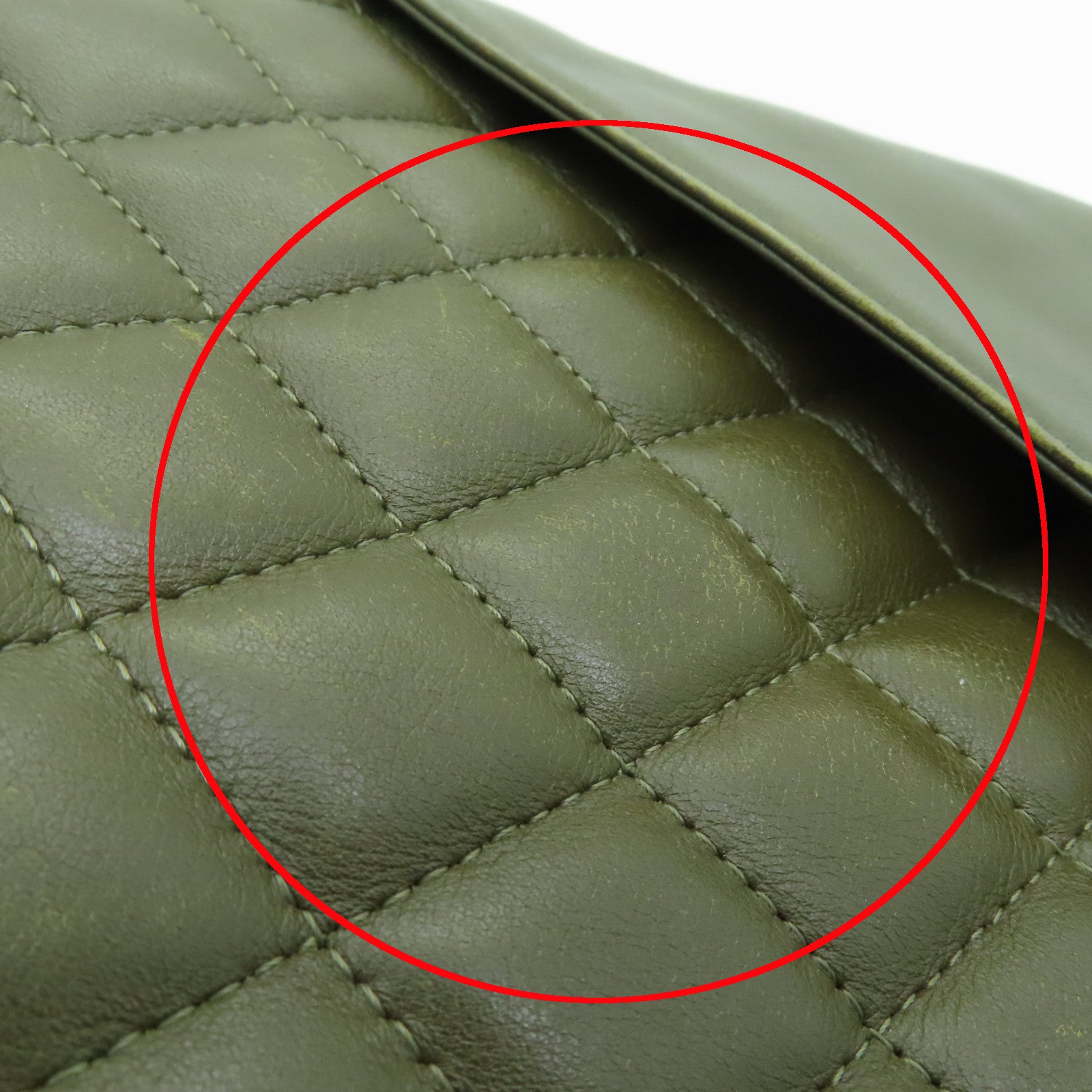 CHANEL rhombic cowhide leather / snakeskin leather Cambon Tote Bag silver buckle handle bag khaki