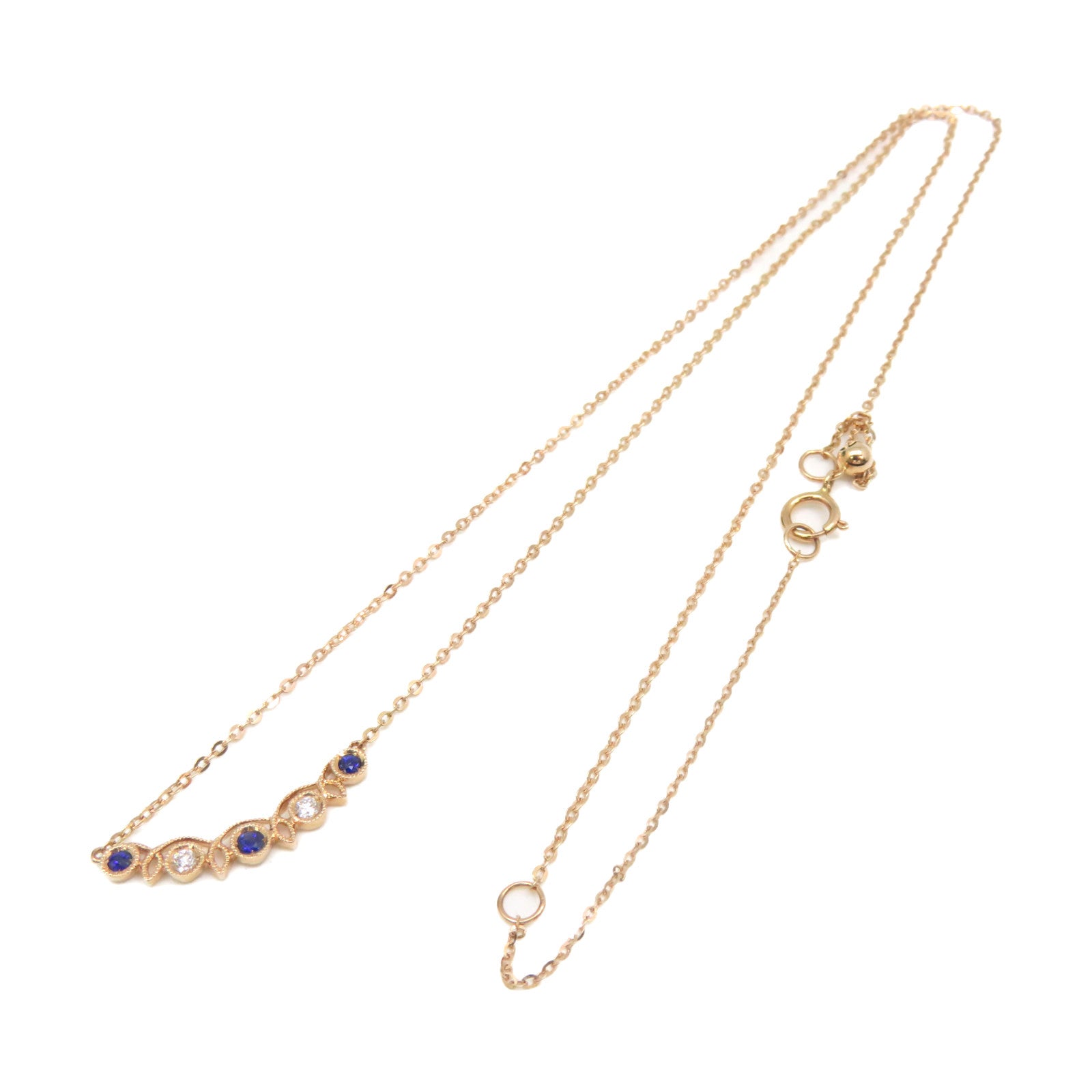 JEWELRY 18K玫瑰金/0.07ct藍寶石/0.04ct鑽石Sapphire Necklace項鏈