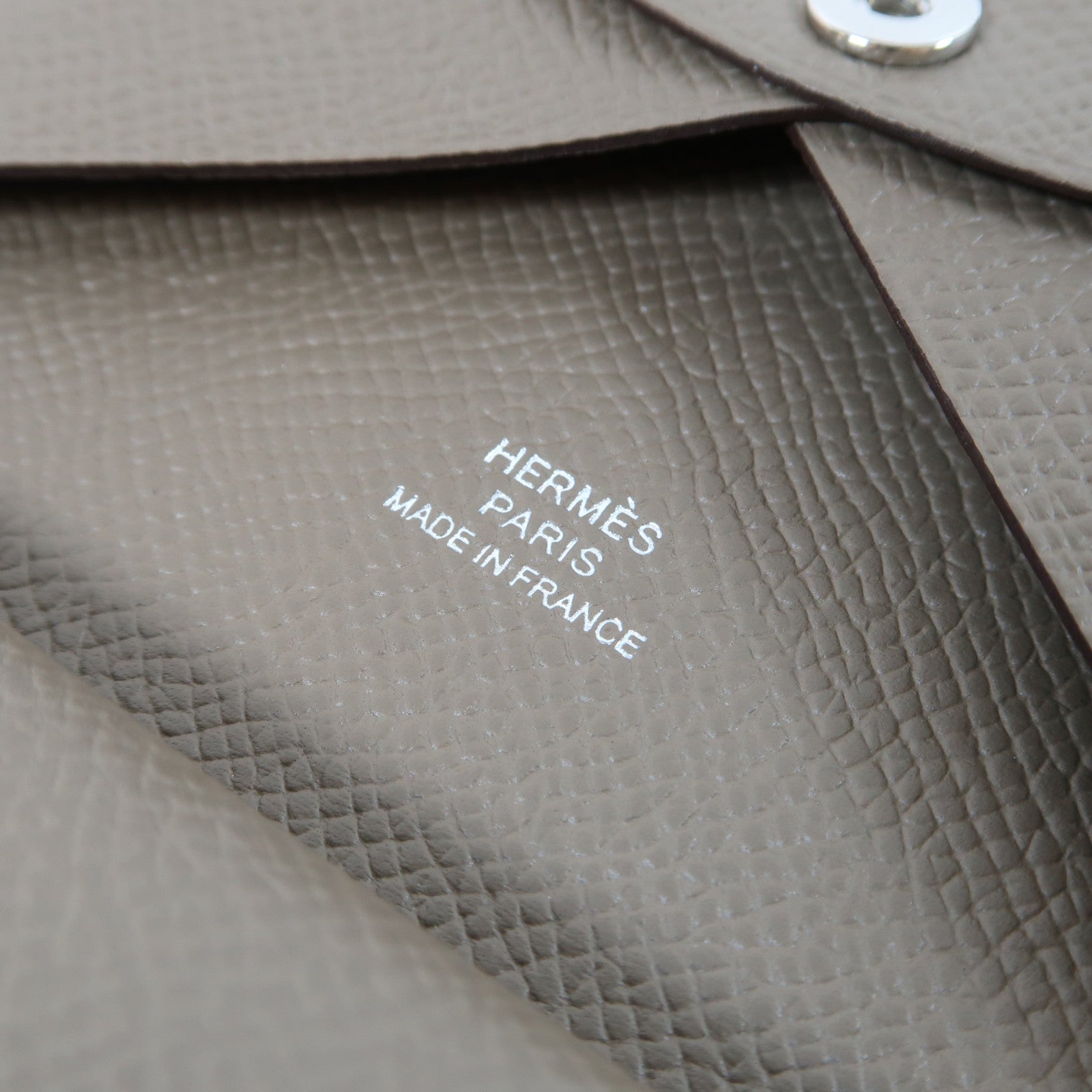 HERMES Epsom皮革Calvi Duo銀扣卡片套Gris Tourterelle斑鳩灰色