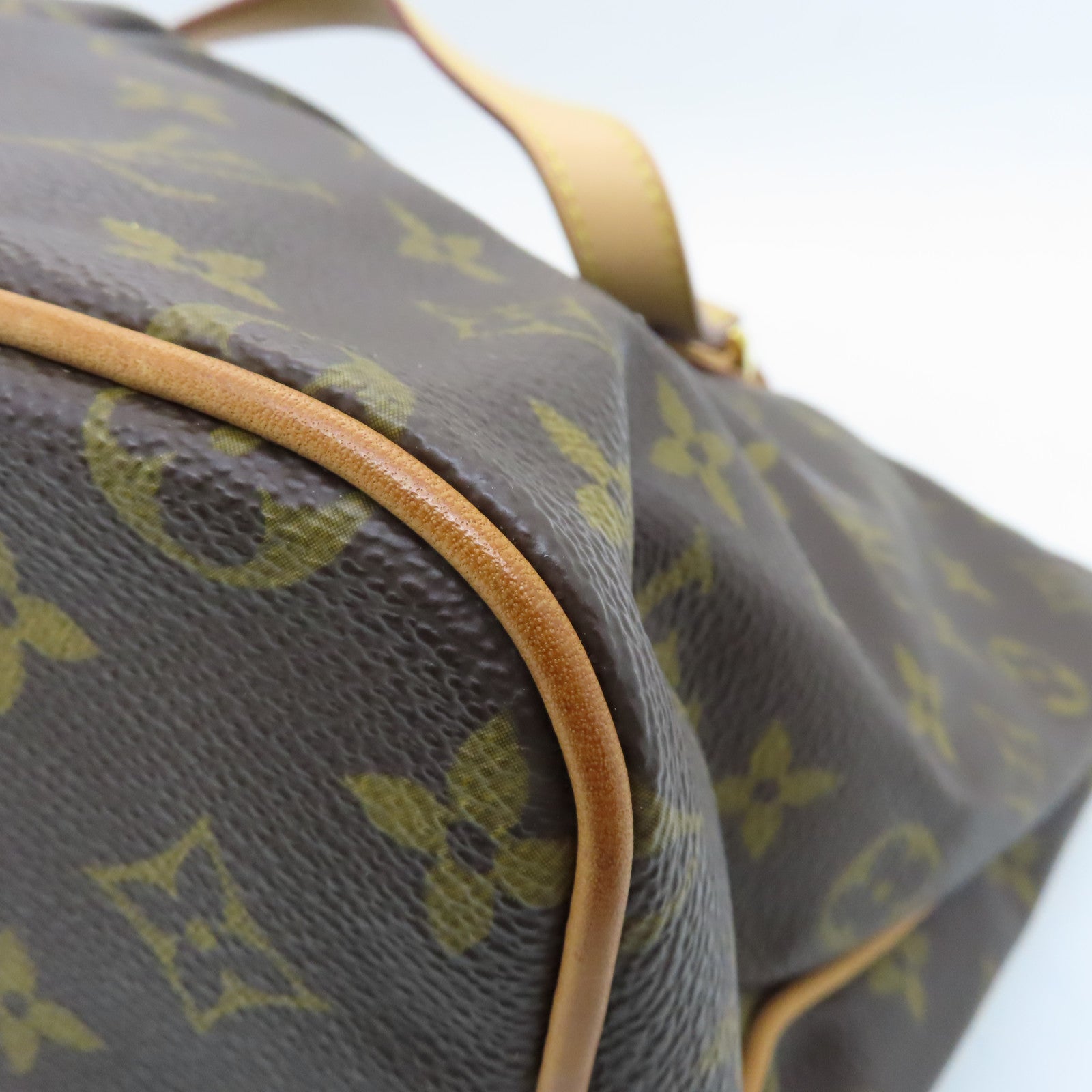 LOUIS VUITTON Monogram Palamo PM gold buckle handle shoulder bag brown