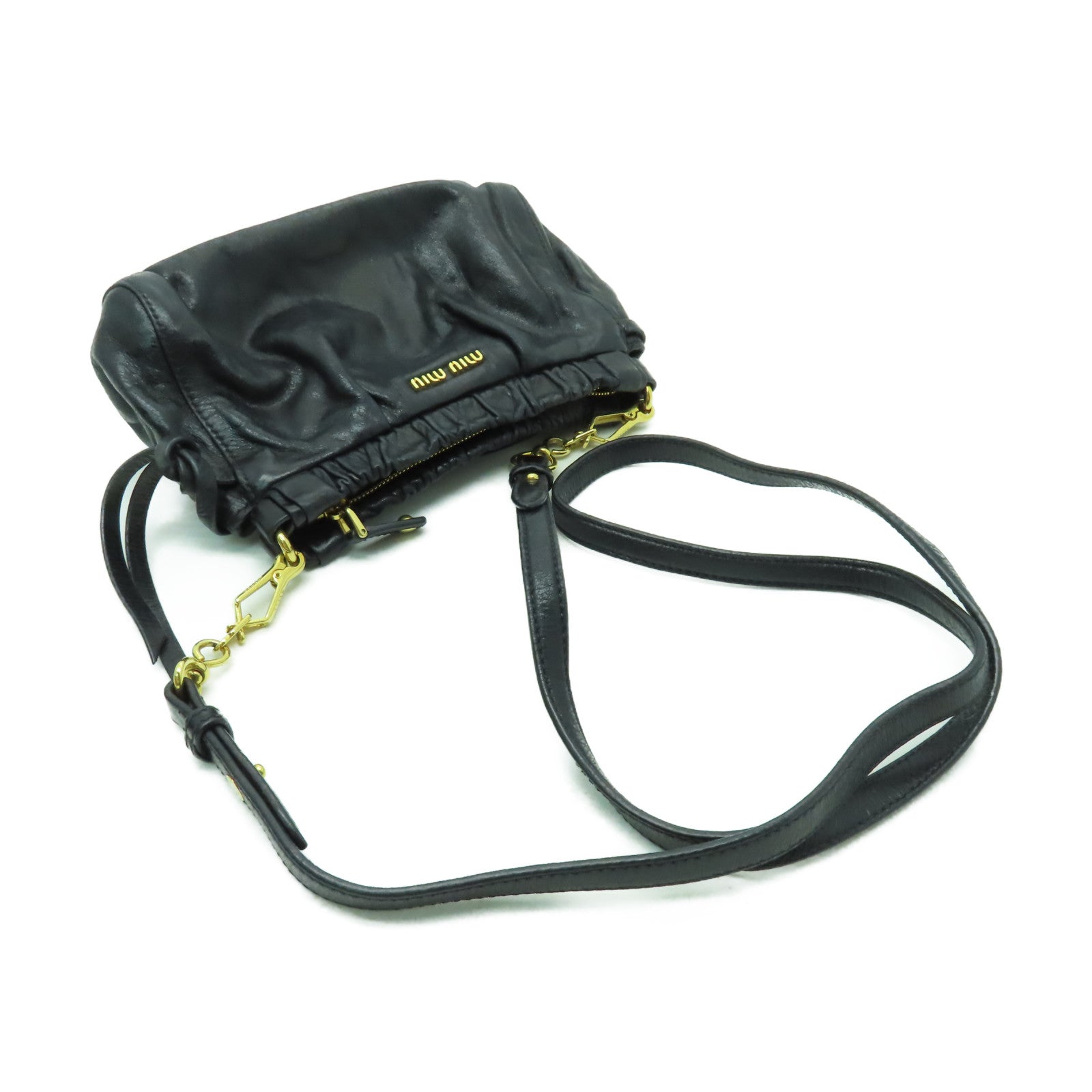 Miu Miu 牛皮皮革Shoulder Bag金扣肩背袋黑色