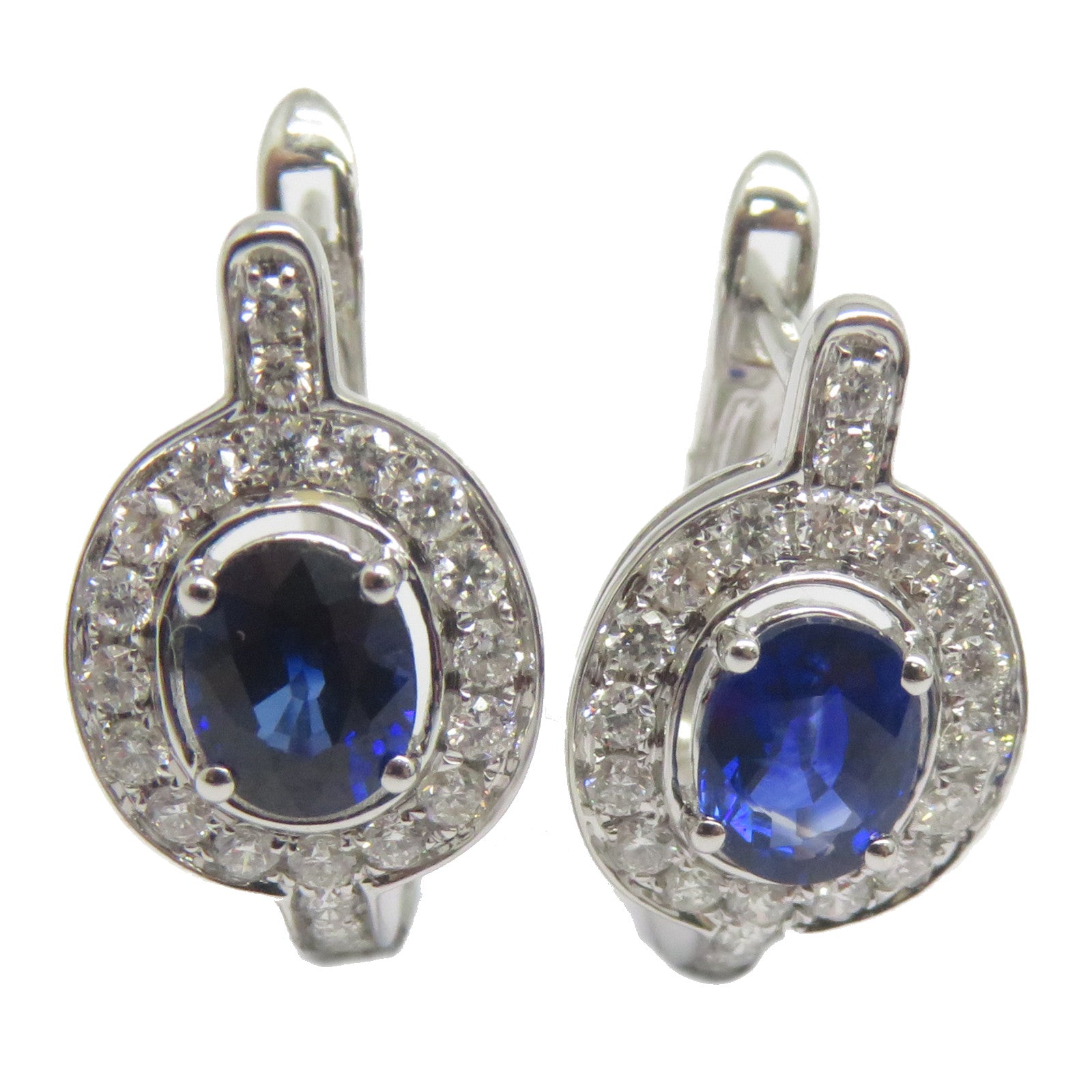 JEWELRY 【激減優惠】18K白金Sapphire Diamond Earrings 0.873ct藍寶石/0.304ct鑽石耳環