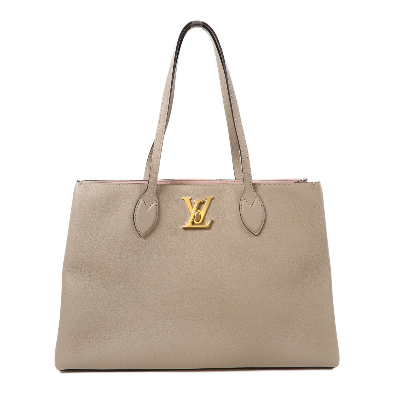 LOUIS VUITTON 牛皮皮革Lockme Shopper Bag金扣肩背袋粉紅色