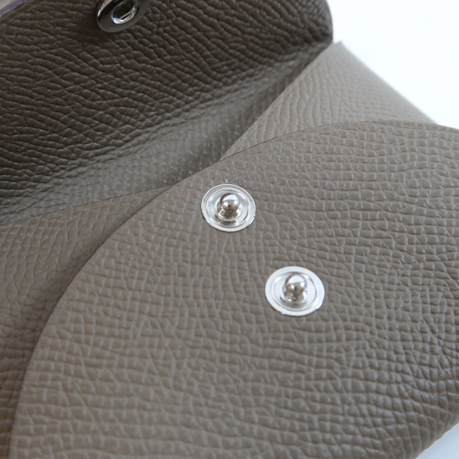 HERMES Epsom皮革Calvi Duo銀扣卡片套Gris Tourterelle斑鳩灰色