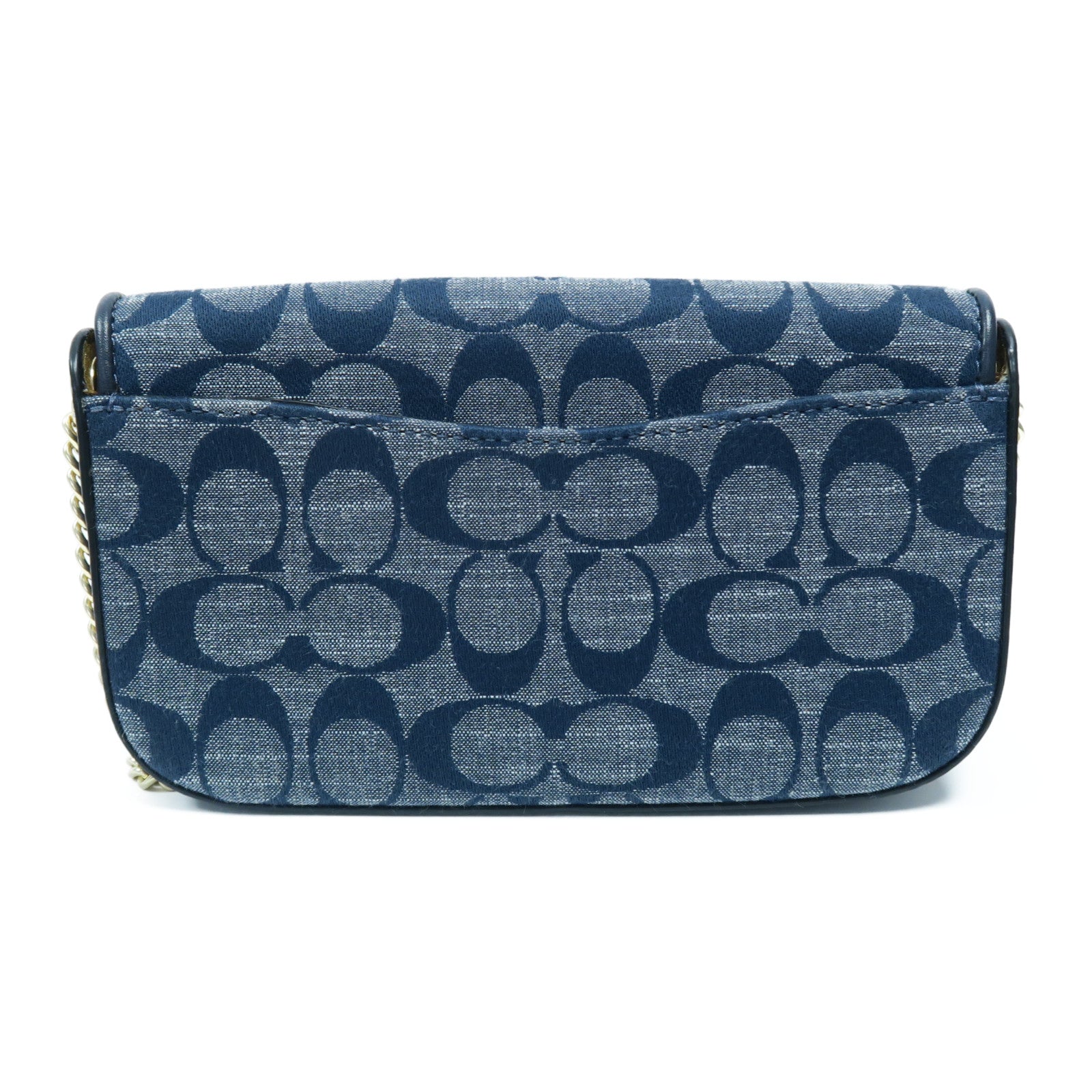 COACH 帆布/皮革Chain Shoulder Bag金扣鏈帶肩背袋藍色