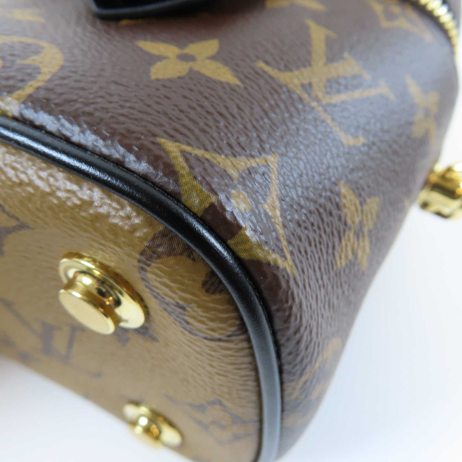 LOUIS VUITTON Monogram Reverse Vanity PM金扣手挽肩背兩用袋啡色