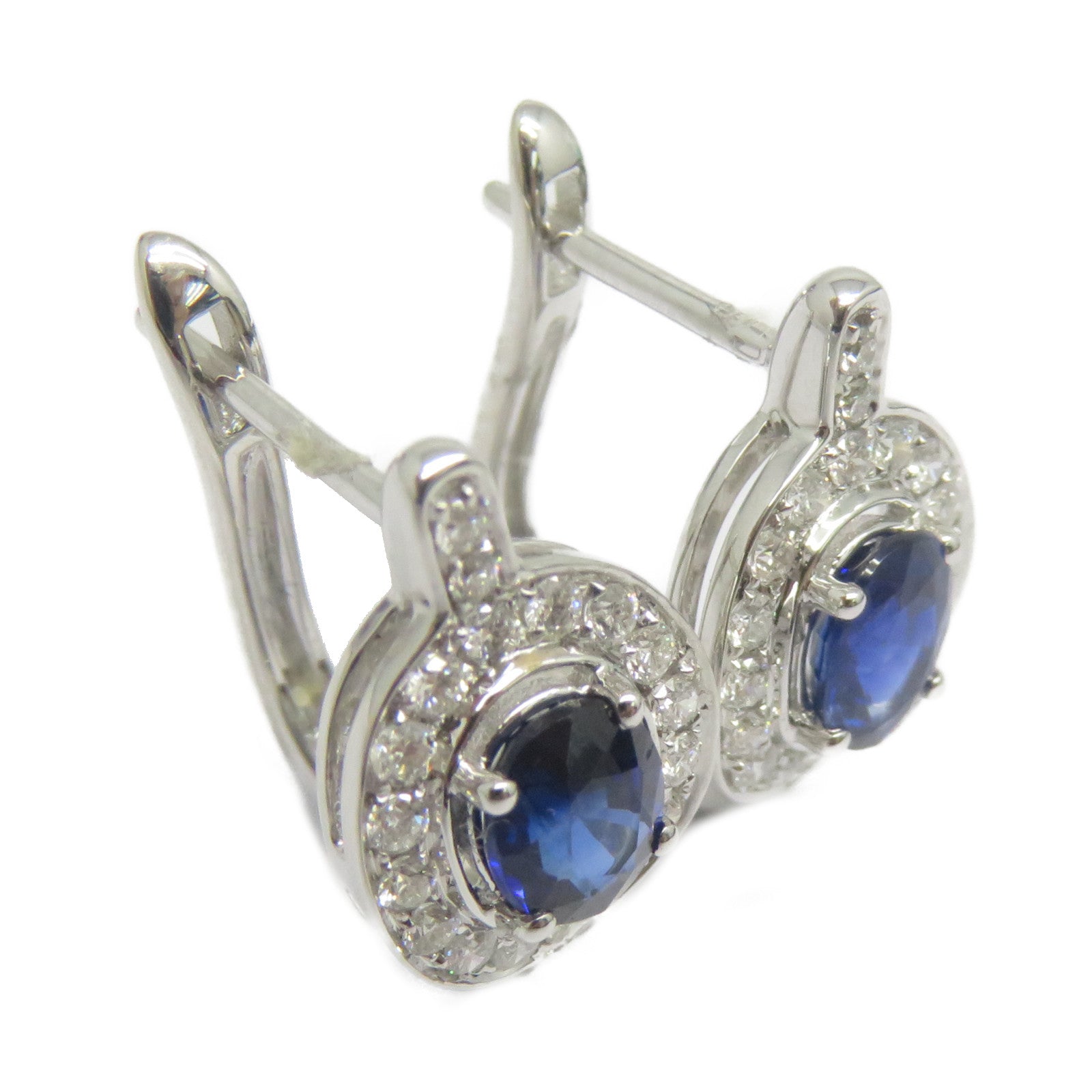 JEWELRY 【激減優惠】18K白金Sapphire Diamond Earrings 0.873ct藍寶石/0.304ct鑽石耳環