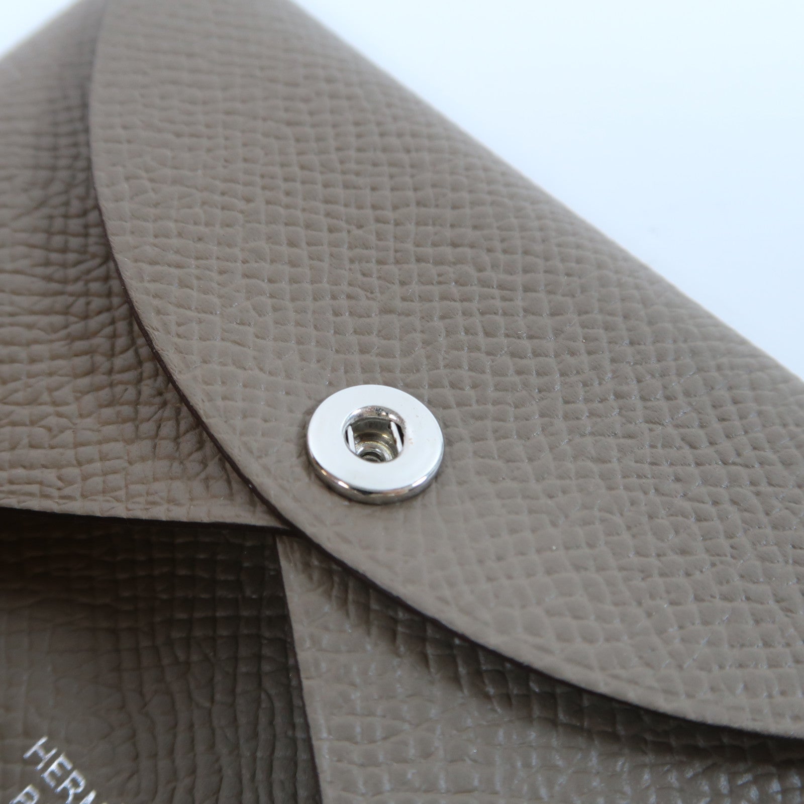 HERMES Epsom皮革Calvi Duo銀扣卡片套Gris Tourterelle斑鳩灰色