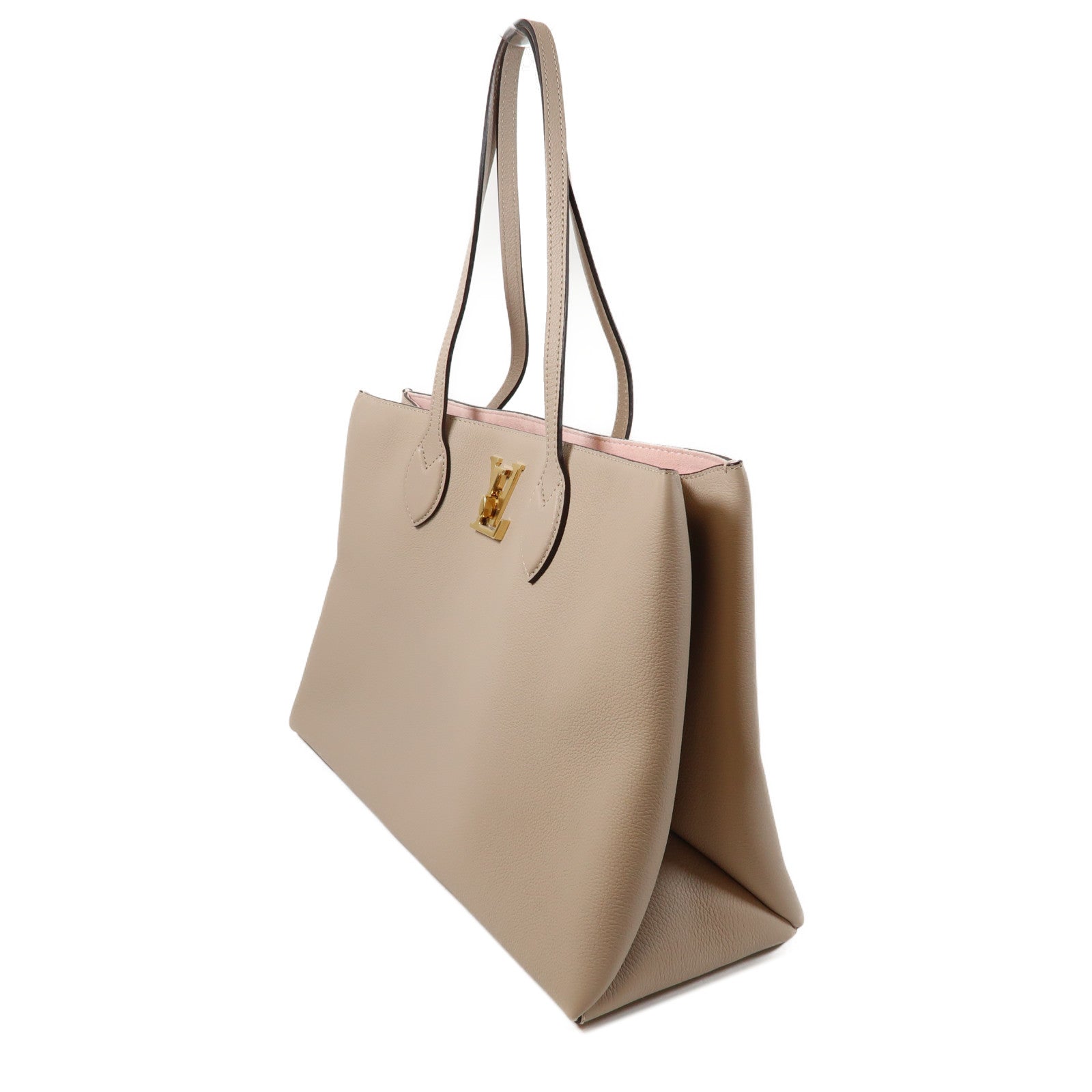 LOUIS VUITTON 牛皮皮革Lockme Shopper Bag金扣肩背袋粉紅色