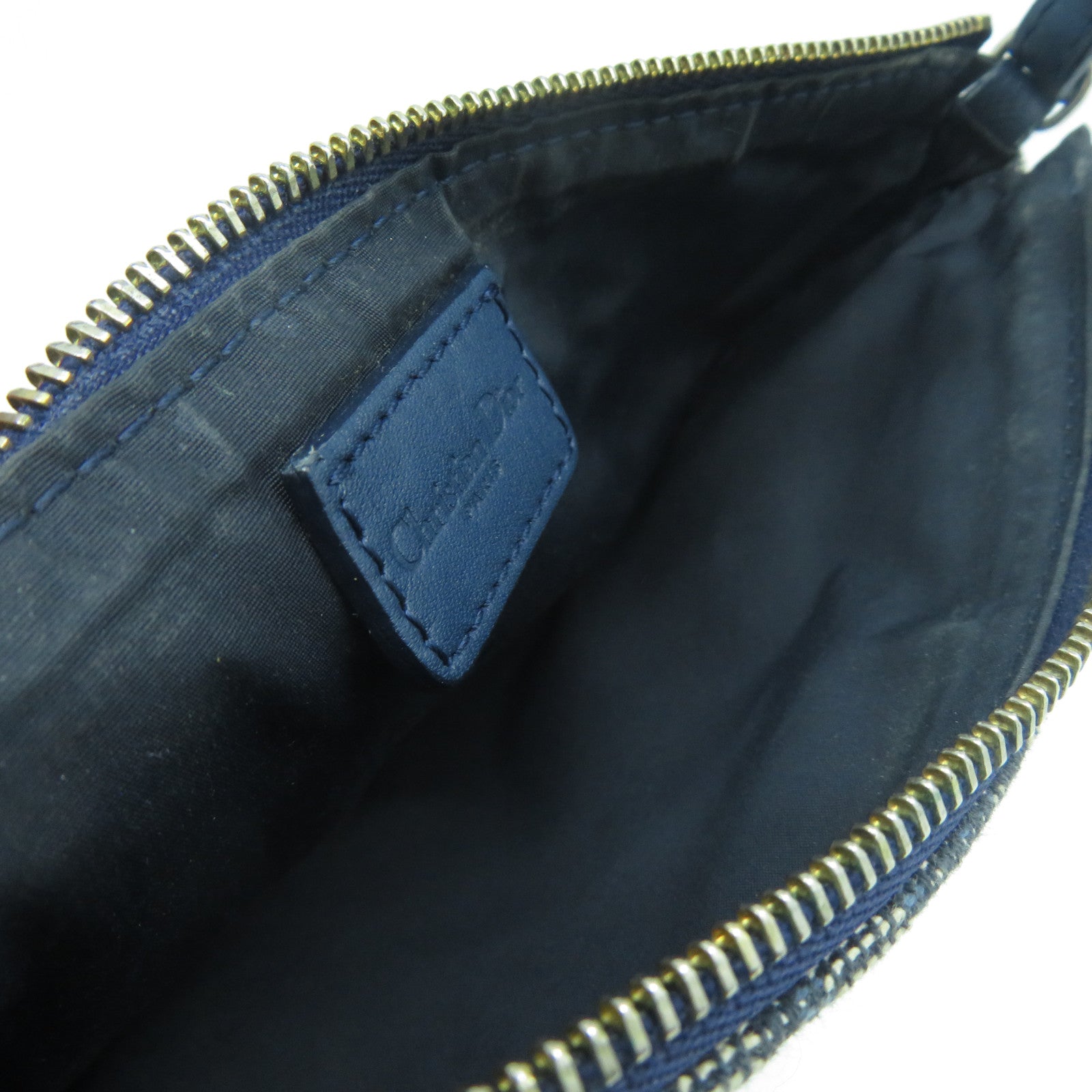 Dior 帆布/皮革Shoulder Bag金扣肩背袋藍色