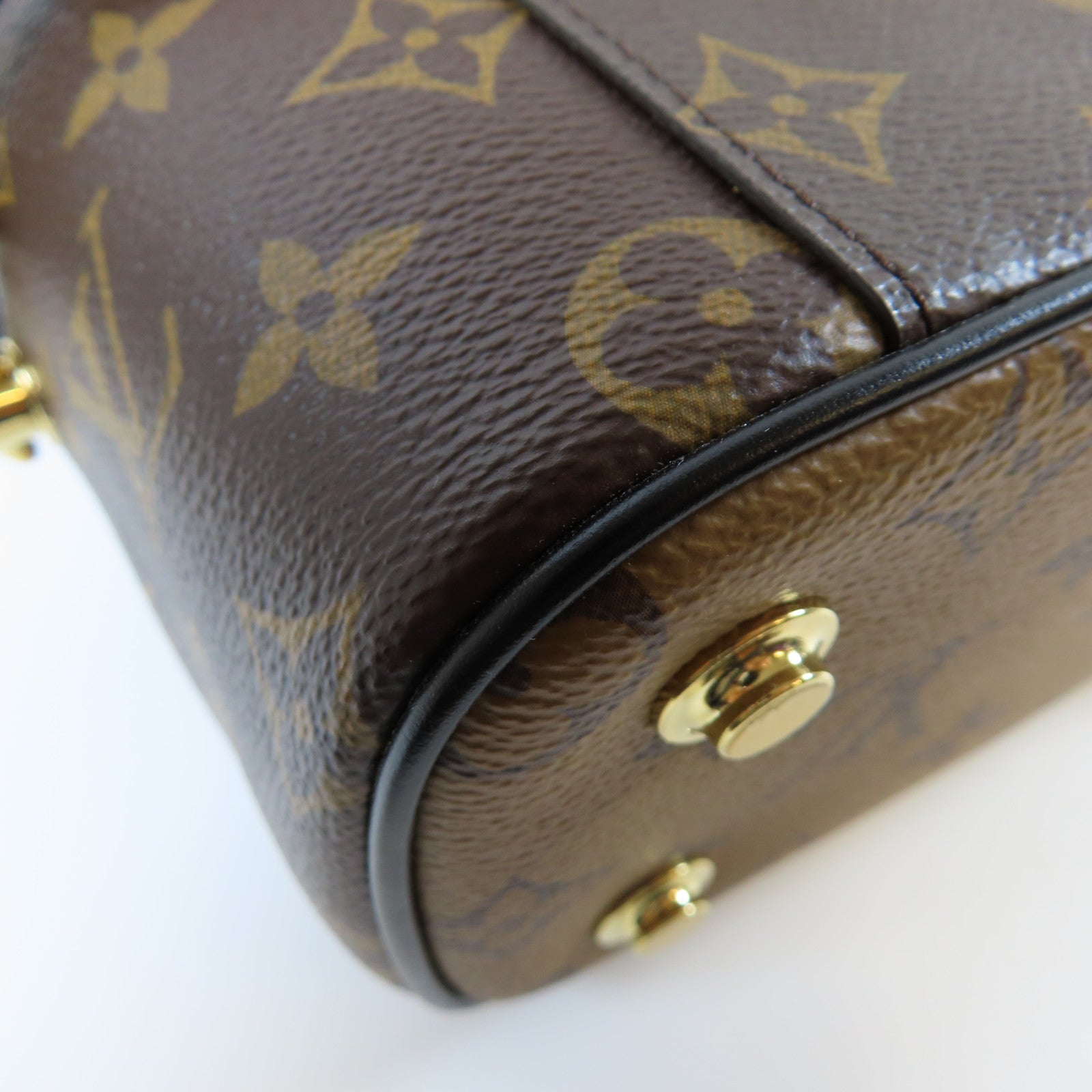 LOUIS VUITTON Monogram Reverse Vanity PM金扣手挽肩背兩用袋啡色