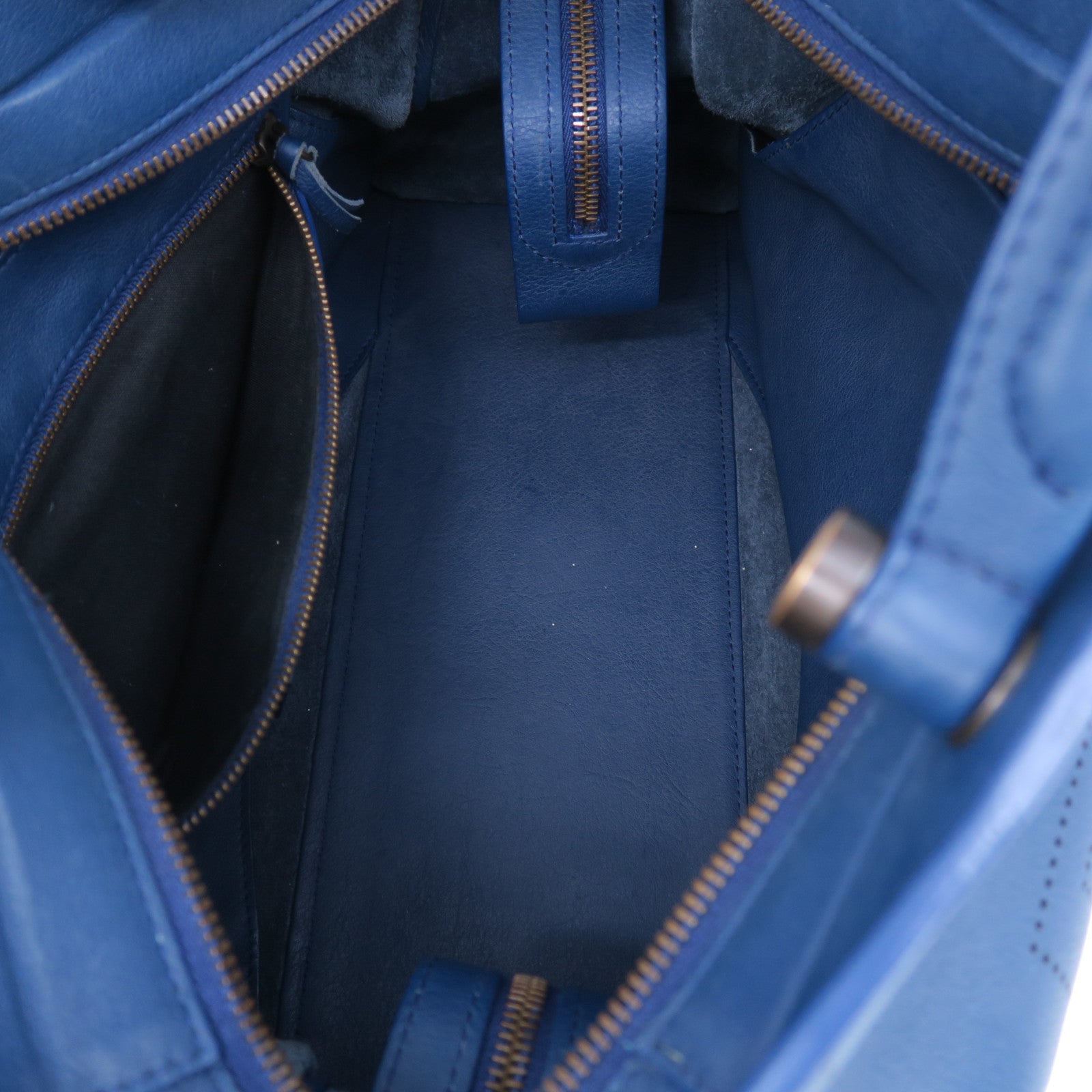 BALENCIAGA 牛皮皮革Blackout City黑扣手挽肩背两用袋蓝色