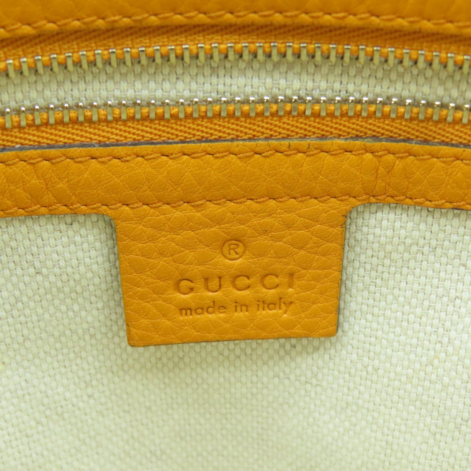 GUCCI cowhide leather Shoulder Bag gold buckle shoulder bag orange