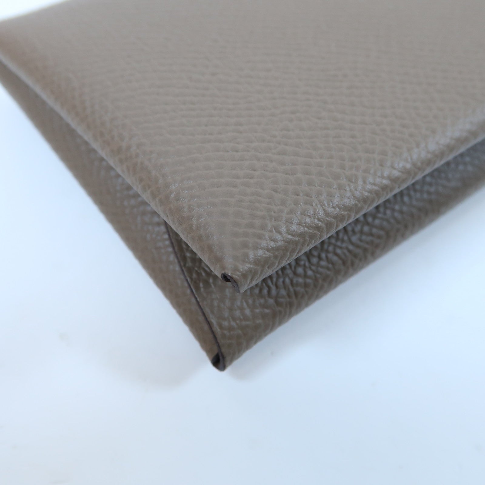 HERMES Epsom皮革Calvi Duo銀扣卡片套Gris Tourterelle斑鳩灰色
