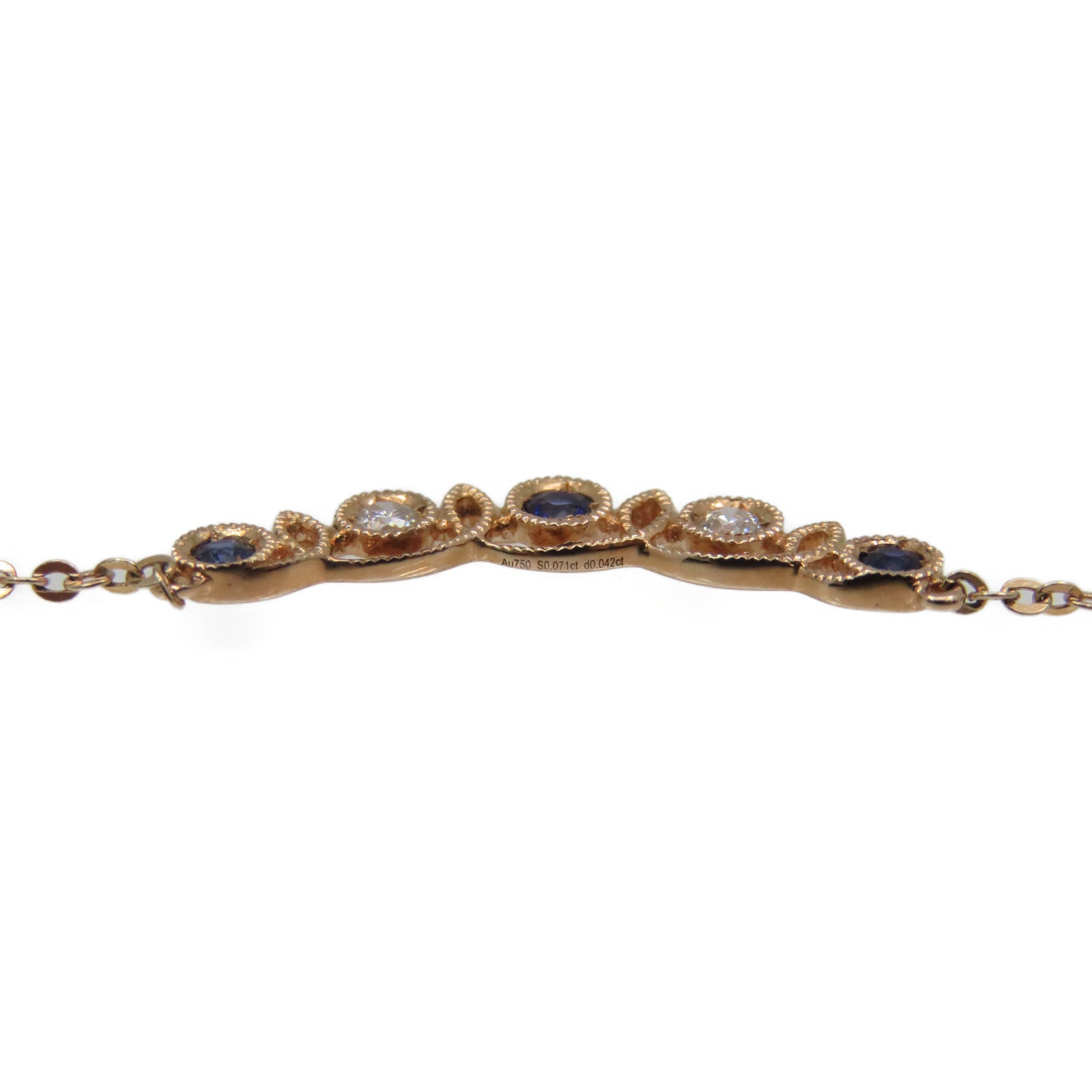 JEWELRY 18K玫瑰金/0.07ct藍寶石/0.04ct鑽石Sapphire Necklace項鏈