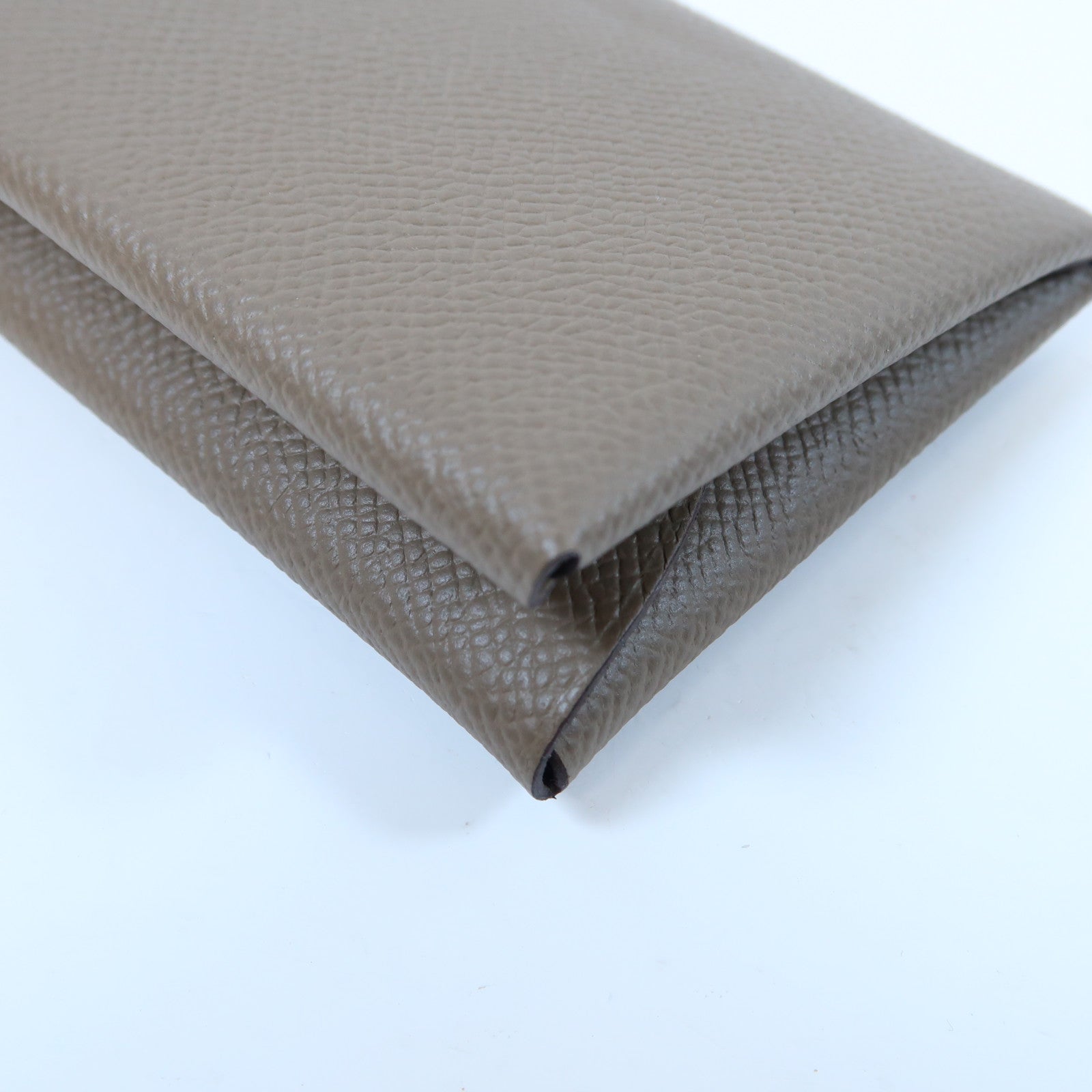 HERMES Epsom皮革Calvi Duo銀扣卡片套Gris Tourterelle斑鳩灰色