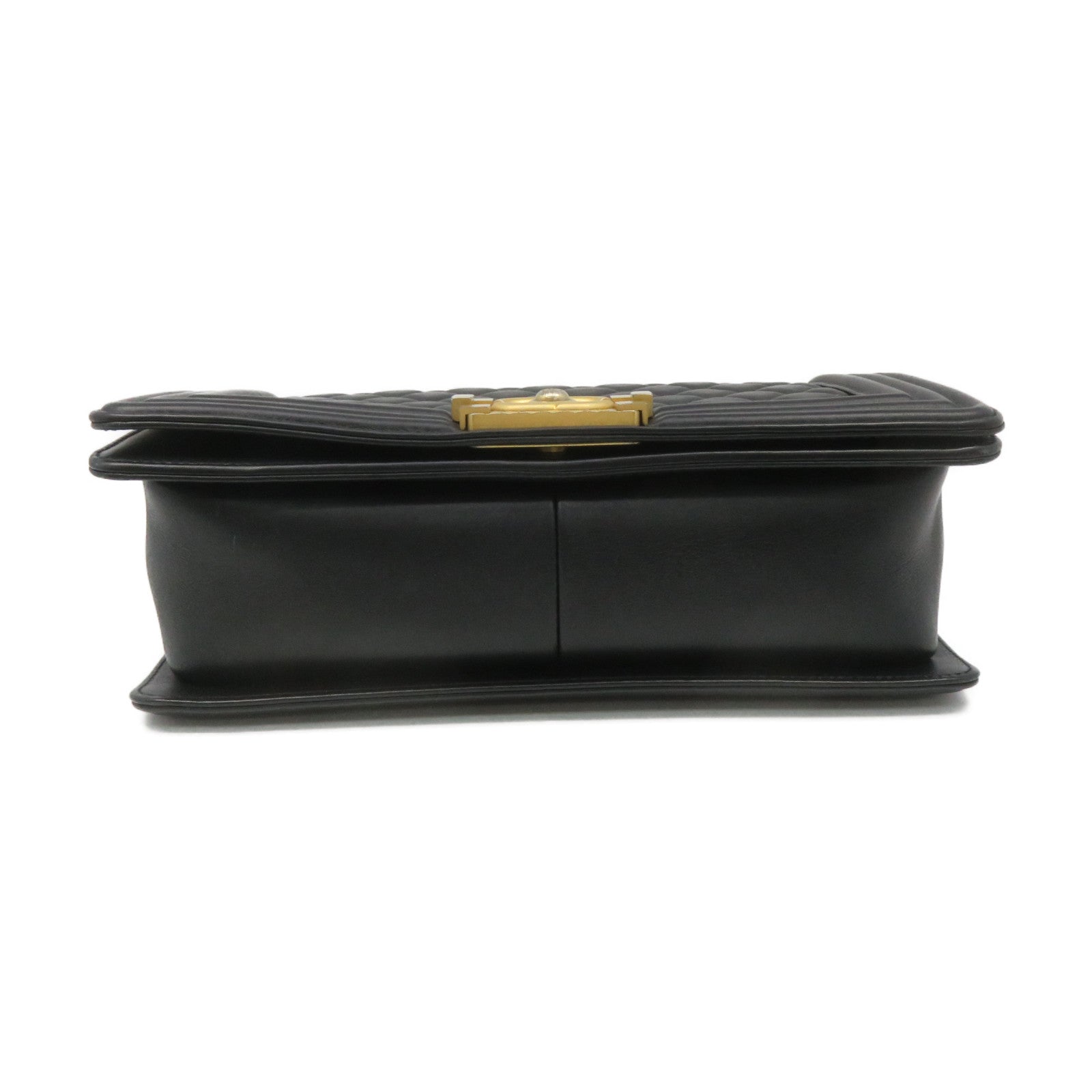 CHANEL Rhombus Sheepskin Leather Boy 25 2Way Shoulder Bag Gold Buckle Chain Belt Handle Shoulder Bag Black