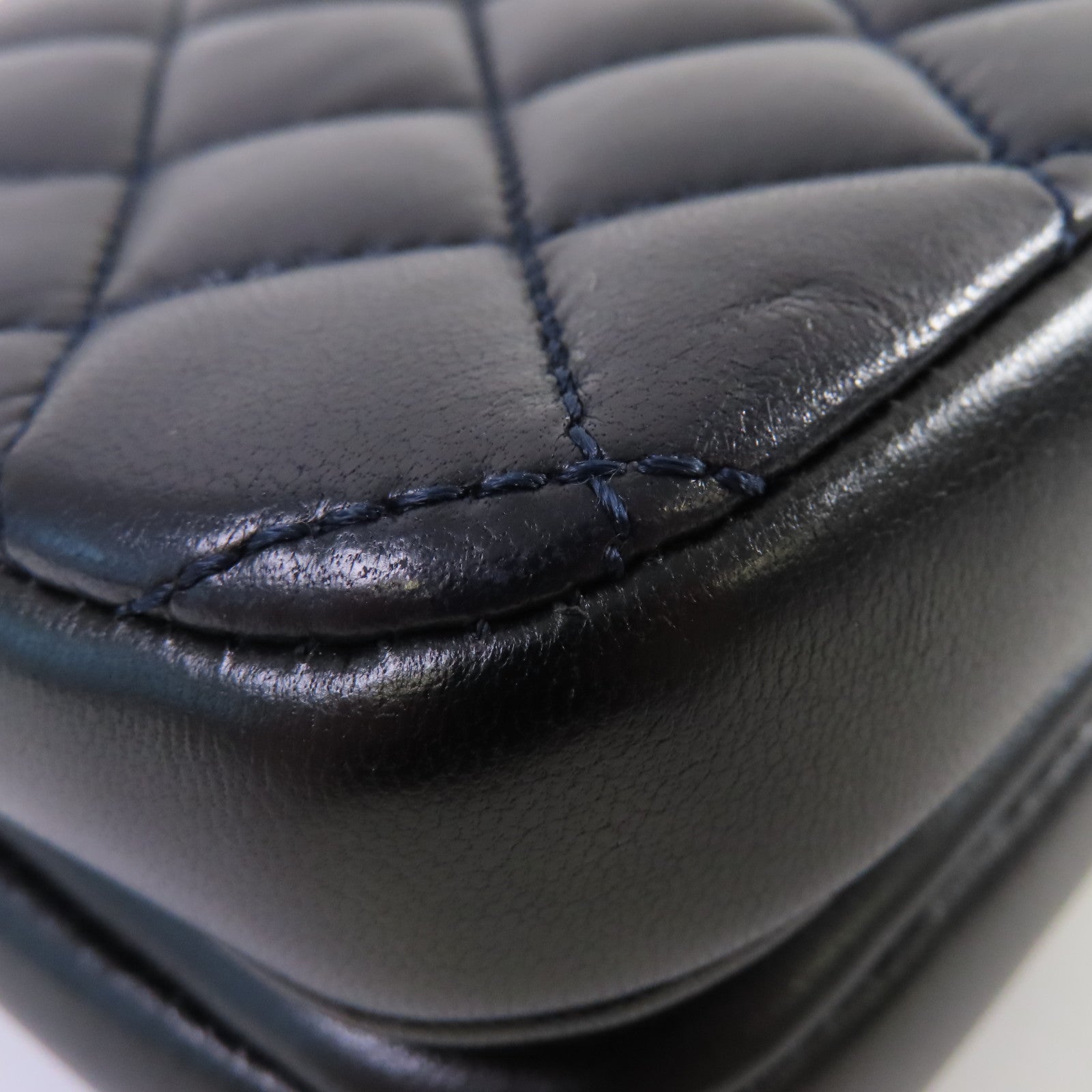 CHANEL 菱格羊皮皮革Chain Shoulder Bag金扣鏈帶肩背袋黑色