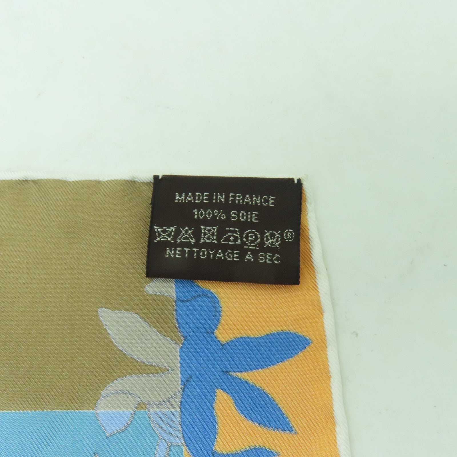 HERMES 絲質Scarf絲巾藍色/米色/彩色