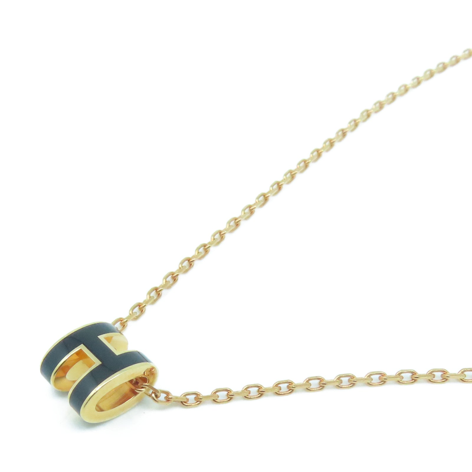 HERMES Metal Mini Pop H Necklace Black/Gold