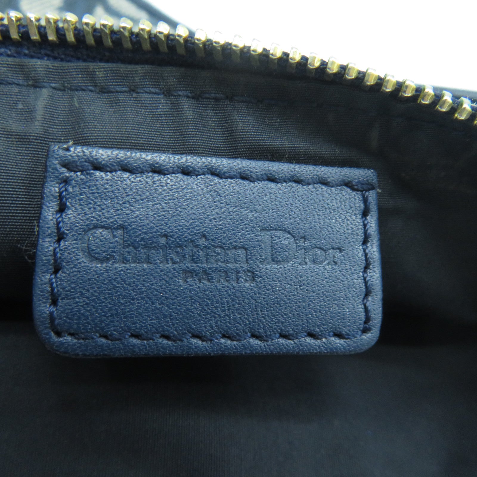 Dior 帆布/皮革Shoulder Bag金扣肩背袋藍色