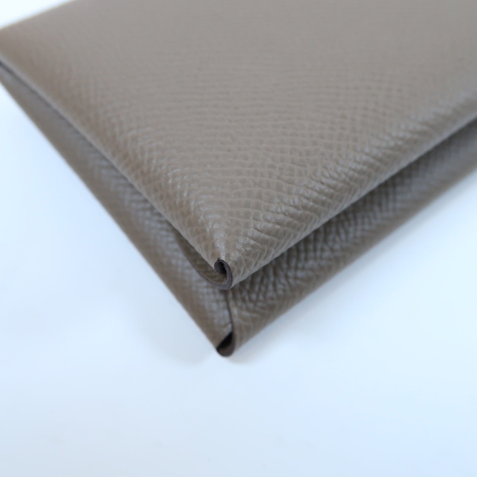 HERMES Epsom皮革Calvi Duo銀扣卡片套Gris Tourterelle斑鳩灰色