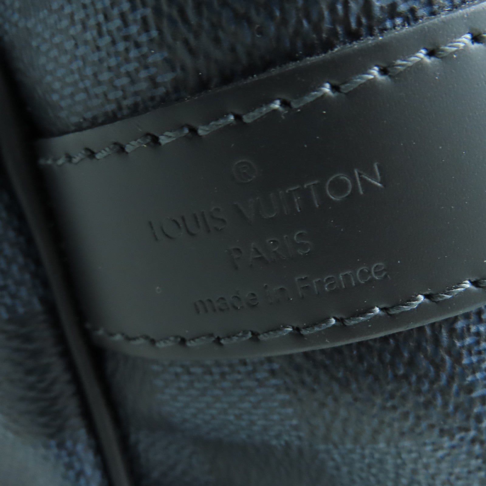 LOUIS VUITTON Damier Keepall 55 Bandoulie金扣手挽肩背兩用袋藍色/黑色