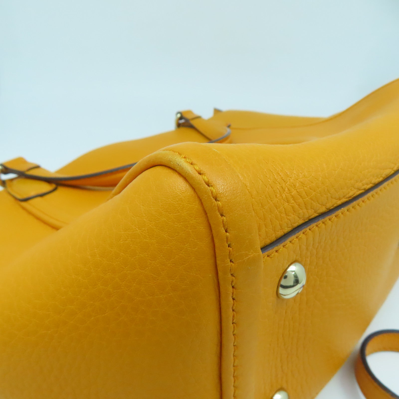 GUCCI cowhide leather Shoulder Bag gold buckle shoulder bag orange