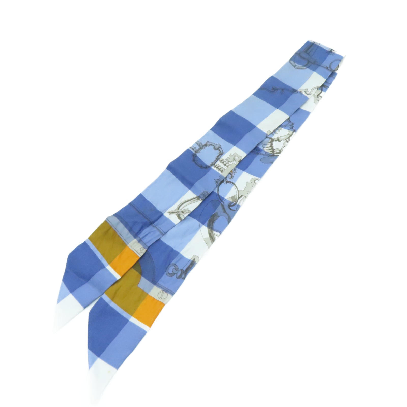 HERMES 絲質Twilly絲巾藍色