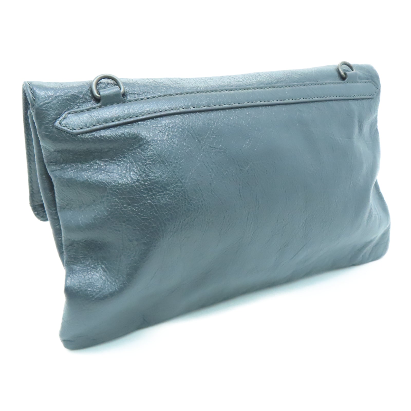 BALENCIAGA 牛皮皮革Clutch金扣手拿包灰色
