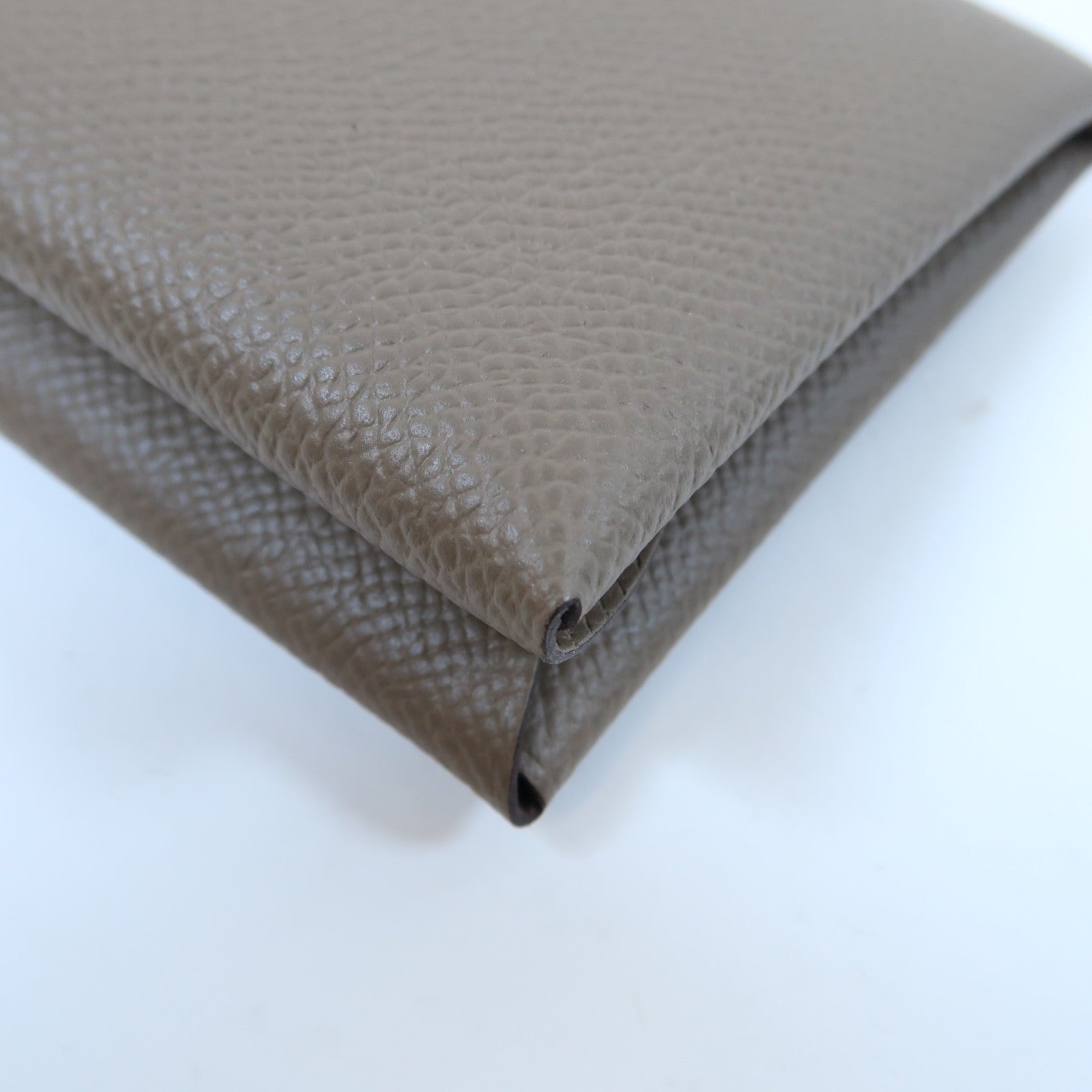 HERMES Epsom皮革Calvi Duo銀扣卡片套Gris Tourterelle斑鳩灰色