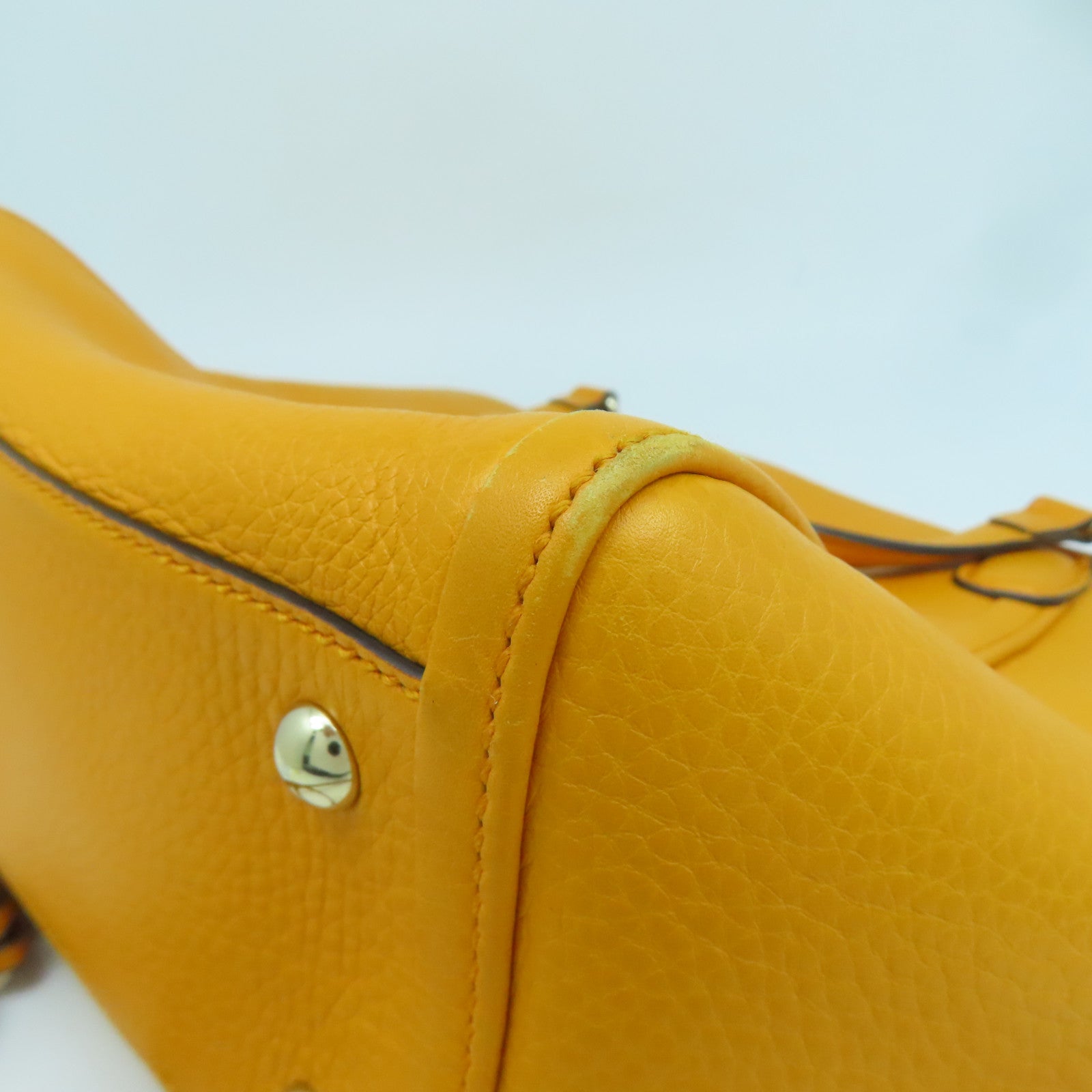 GUCCI cowhide leather Shoulder Bag gold buckle shoulder bag orange