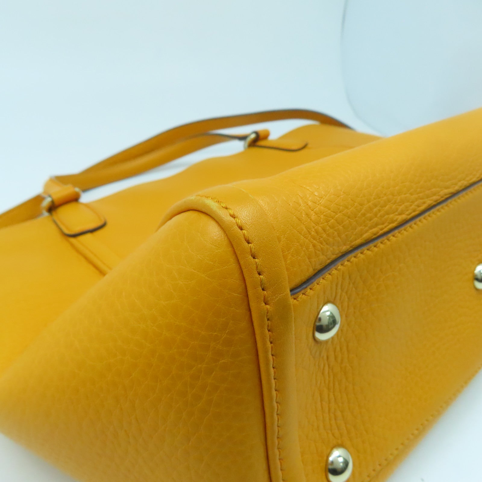GUCCI cowhide leather Shoulder Bag gold buckle shoulder bag orange