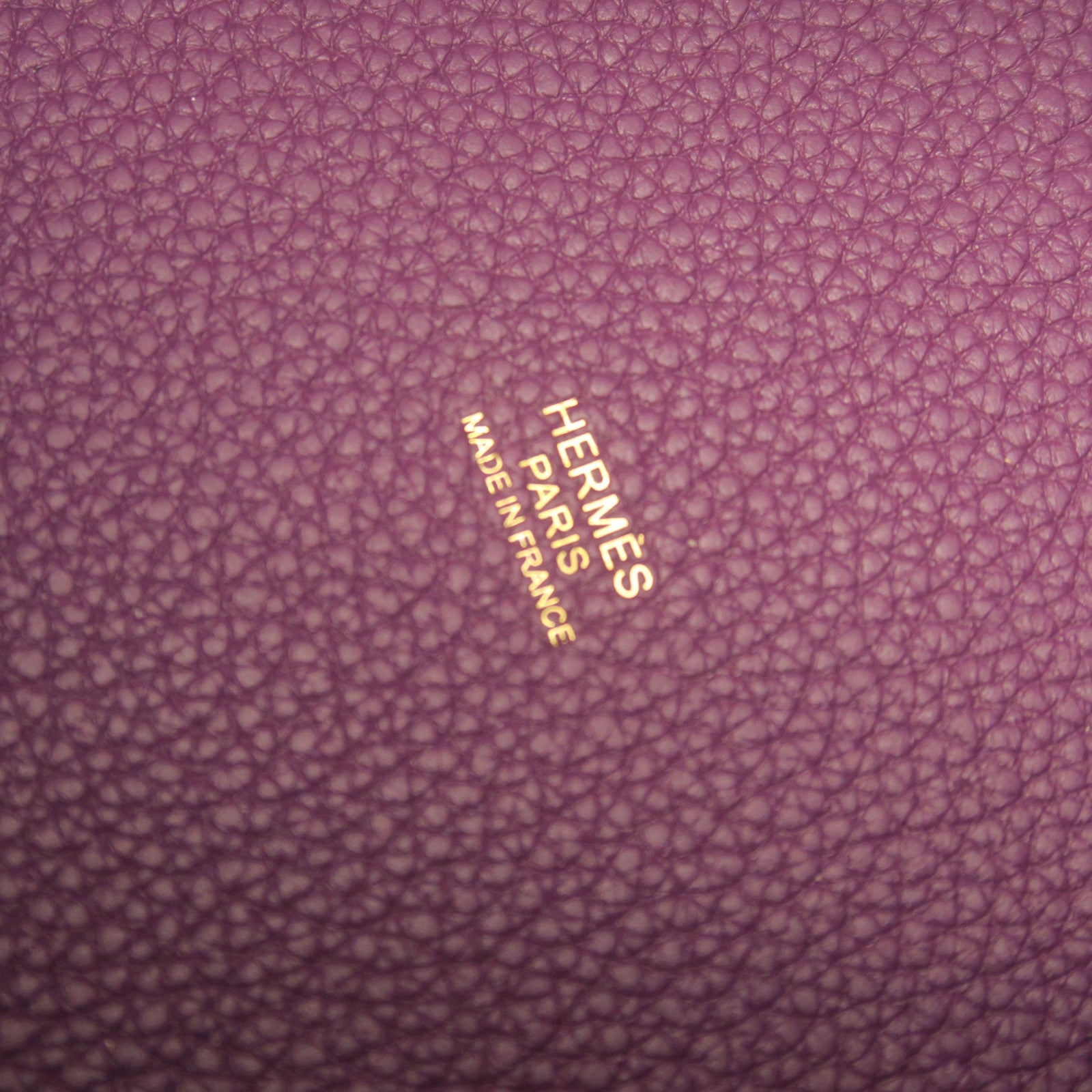 HERMES Taurillon Clemence Leather Picotin PM Gold Buckle Handle Bag Cassis Purple