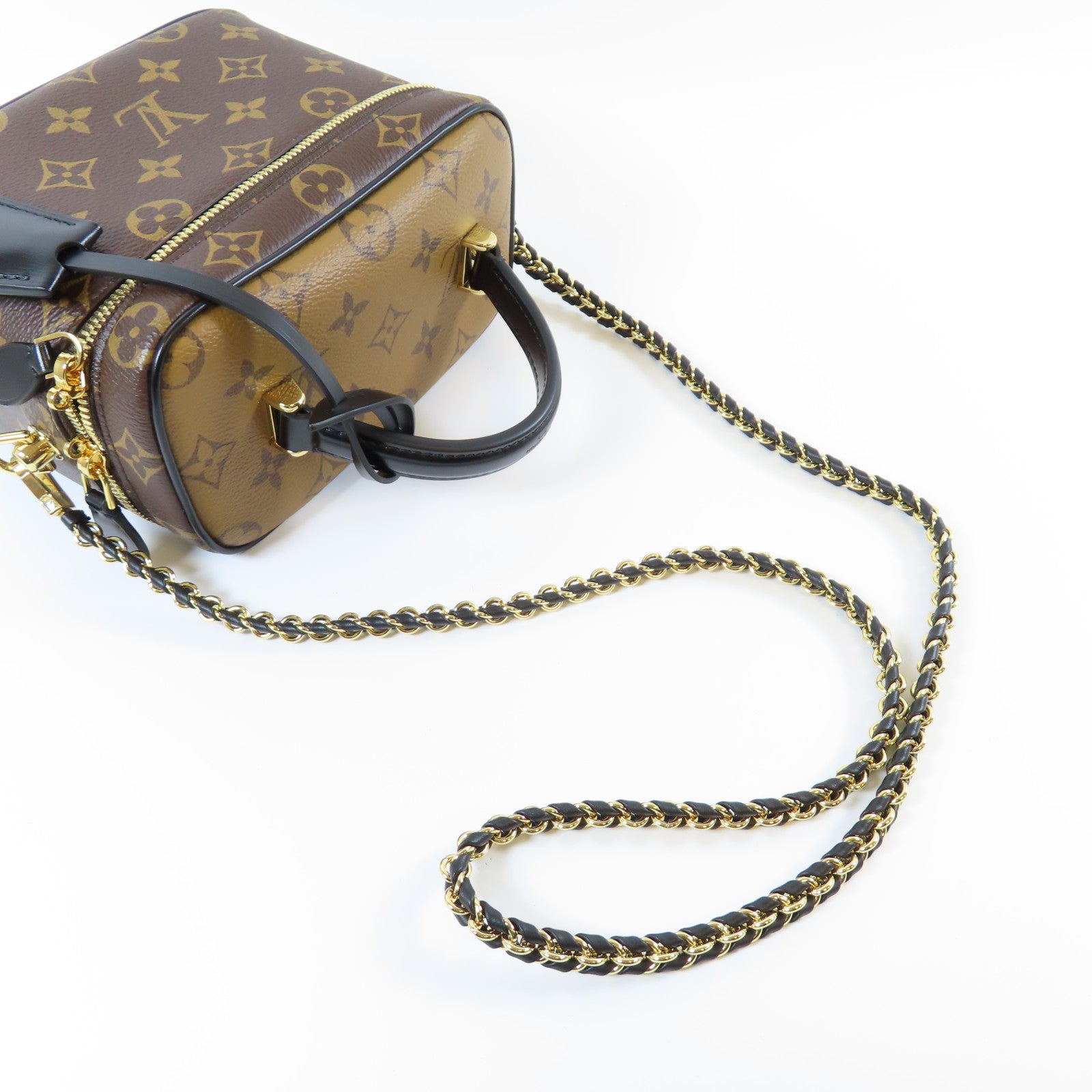 LOUIS VUITTON Monogram Reverse Vanity PM金扣手挽肩背兩用袋啡色