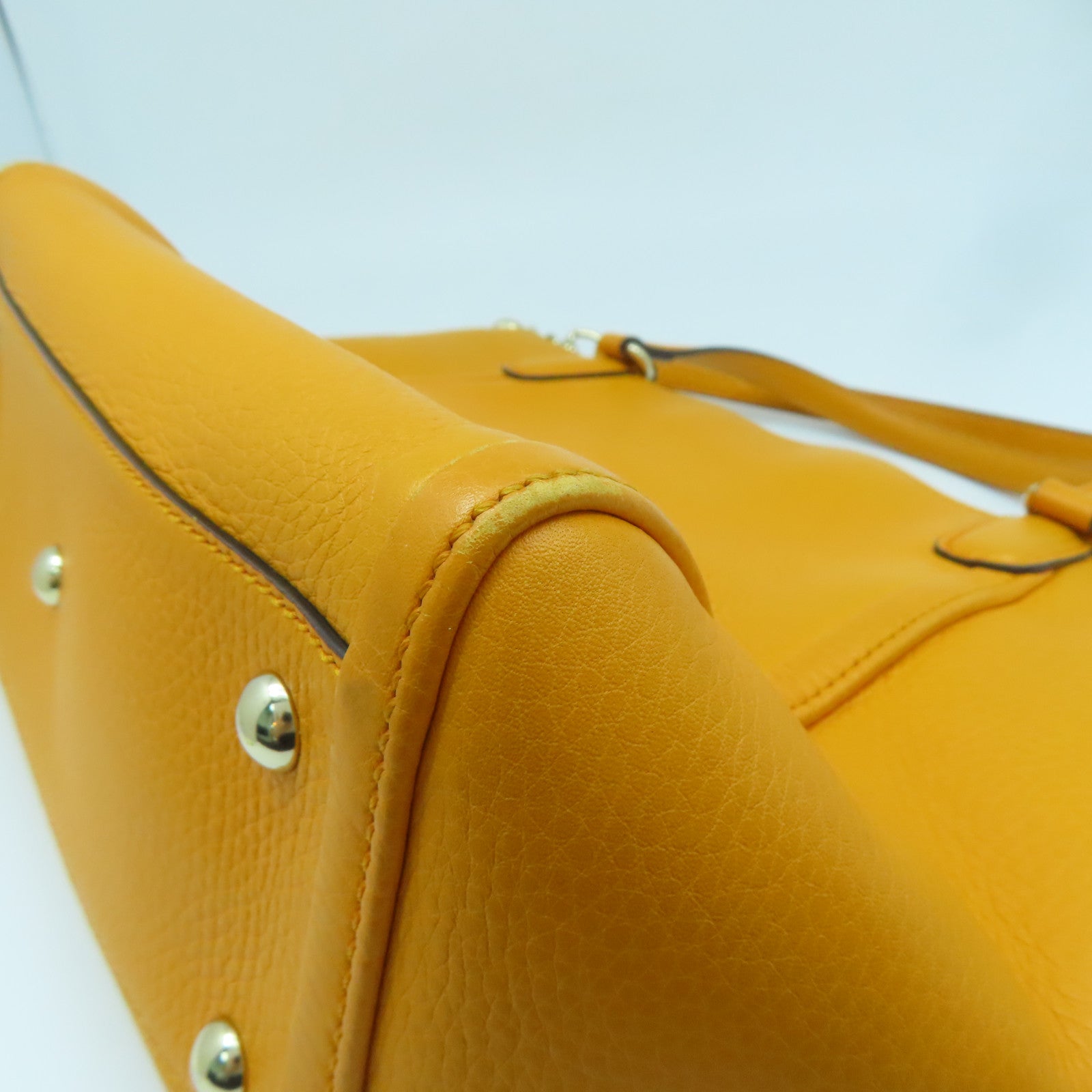 GUCCI cowhide leather Shoulder Bag gold buckle shoulder bag orange