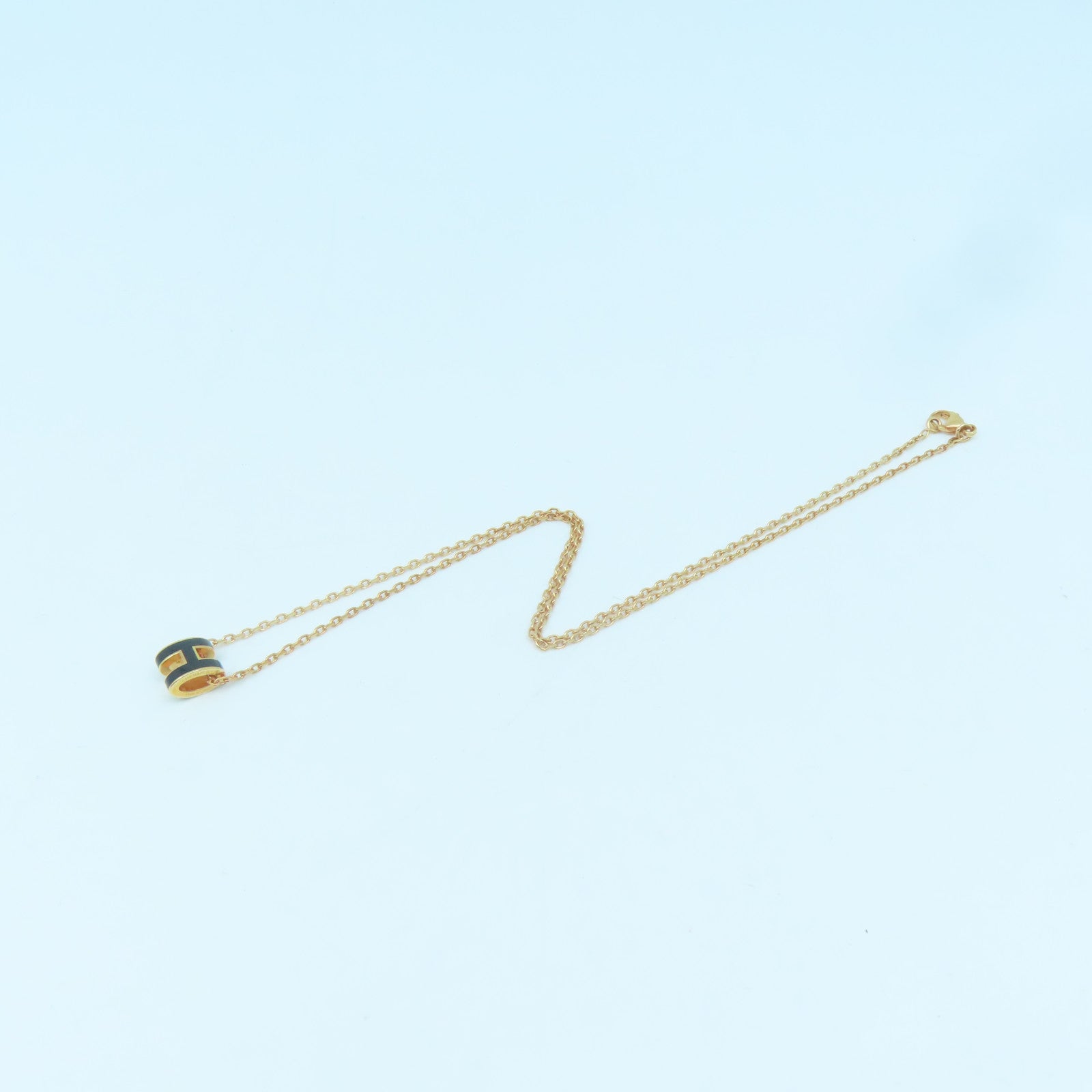 HERMES Metal Mini Pop H Necklace Black/Gold