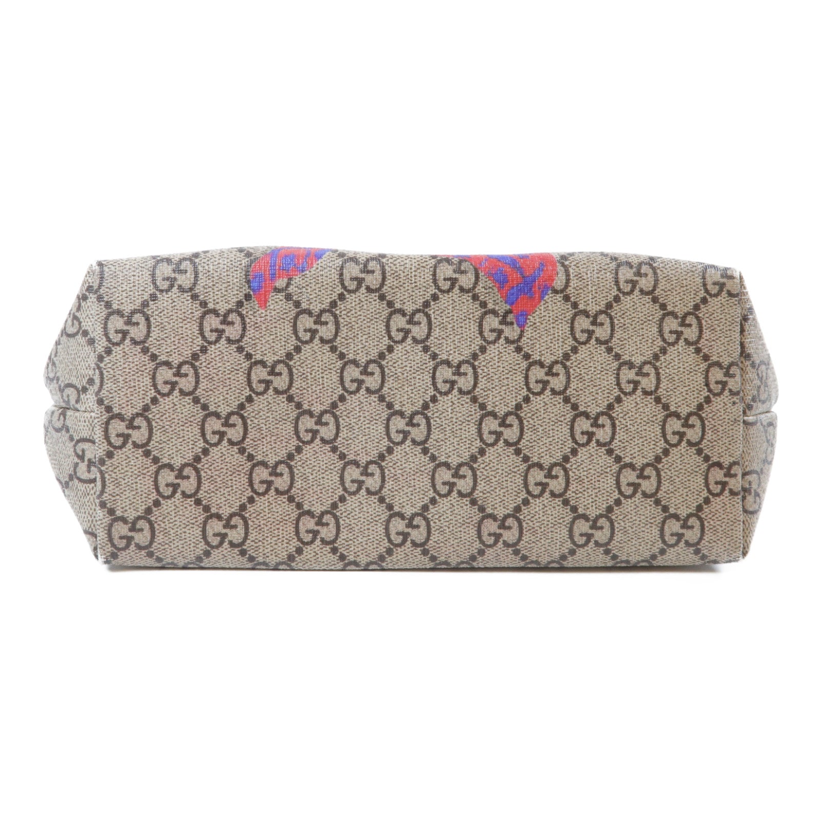 GUCCI 塗層帆布Cat Printed Handbag銀扣手挽袋啡色/紫色