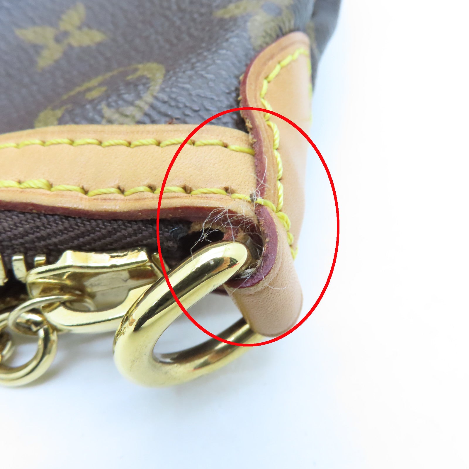 LOUIS VUITTON Monogram Palamo PM gold buckle handle shoulder bag brown