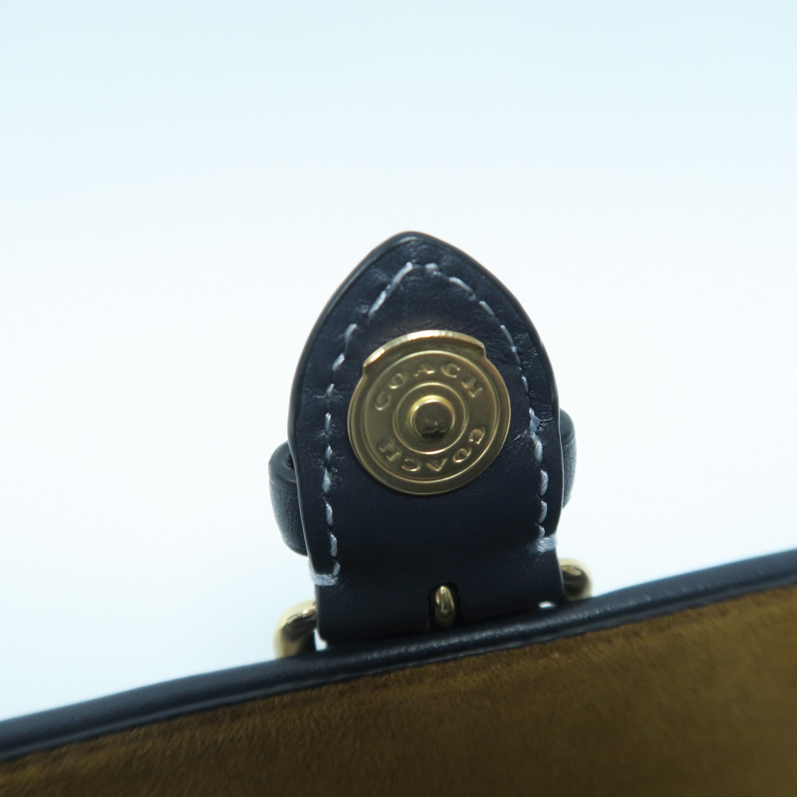 COACH 帆布/皮革Chain Shoulder Bag金扣鏈帶肩背袋藍色