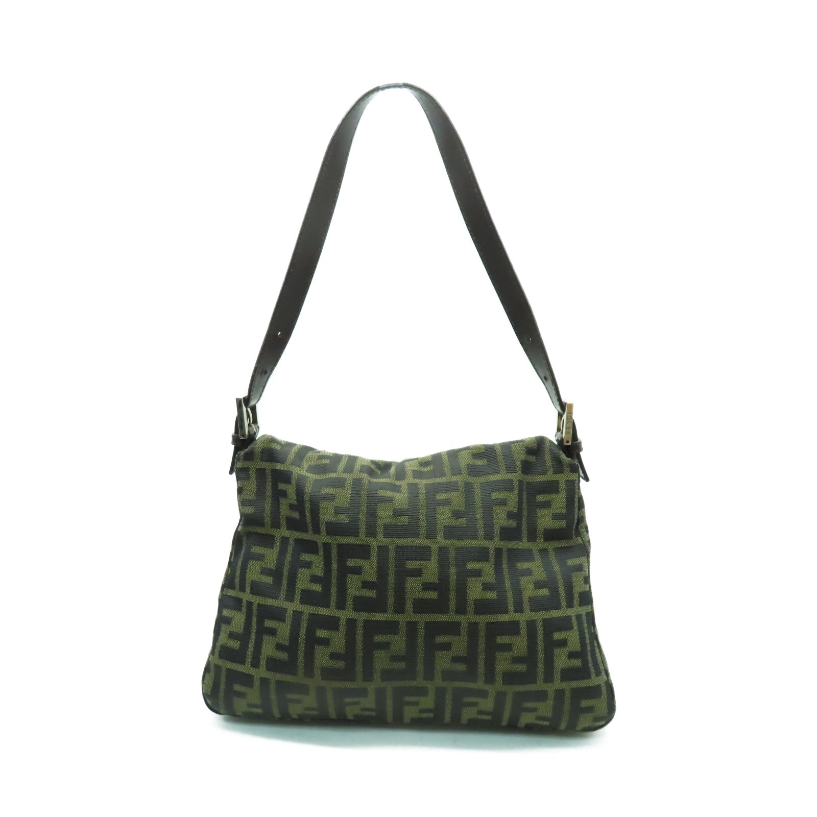 FENDI 帆布Shoulder Bag銀扣肩背袋啡色