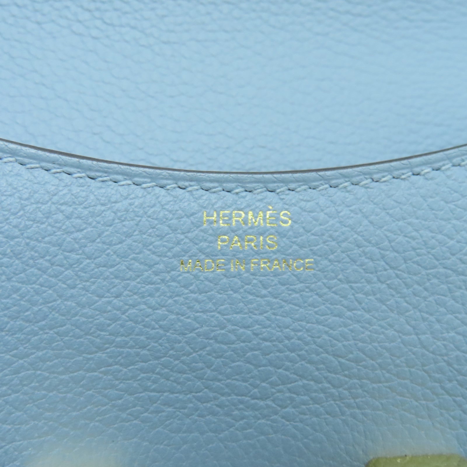 HERMES Clemence皮革Constance Slim金扣錢包淺藍色